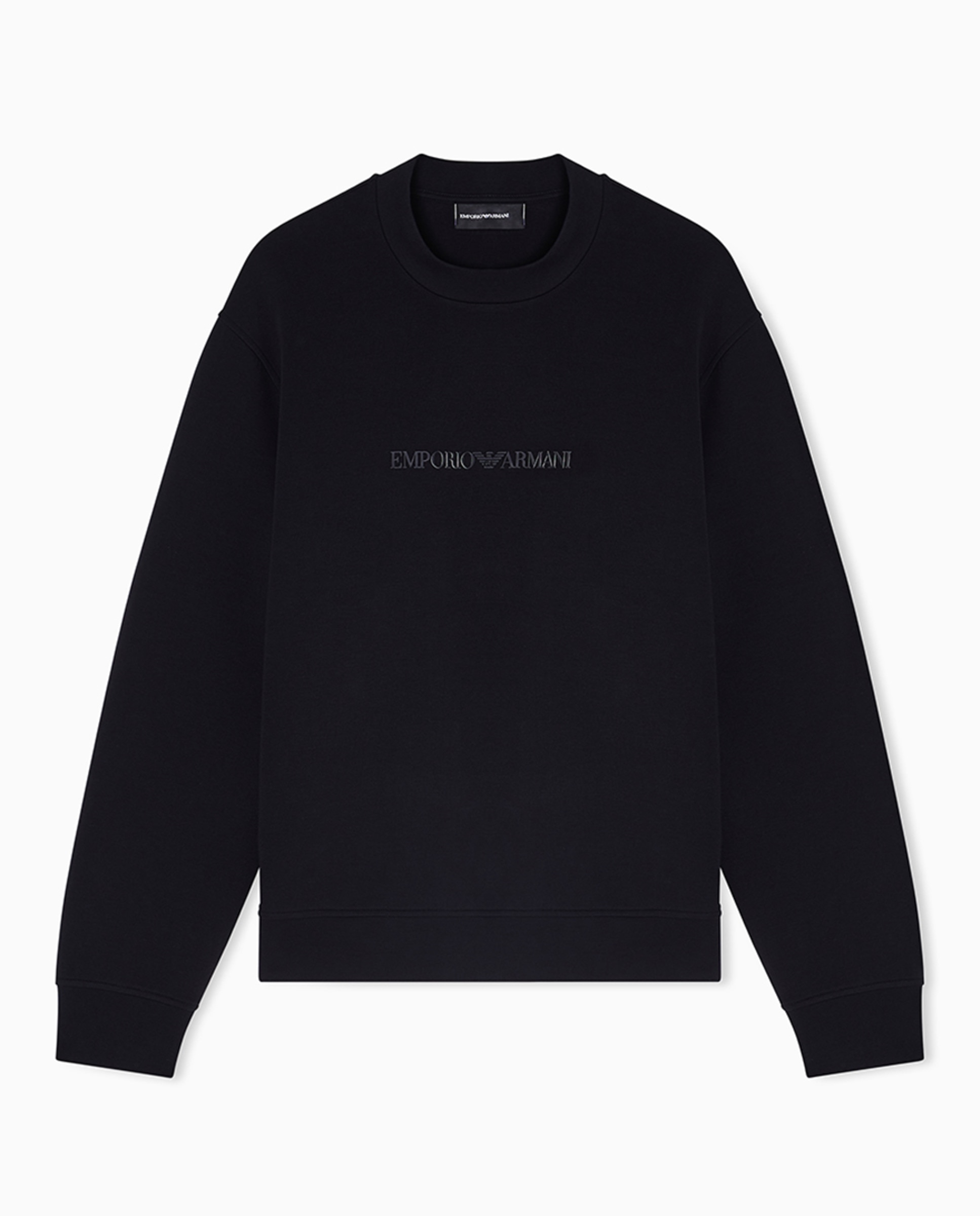Sweatshirt de Gola Redonda com Logótipo Estampado Preto-4
