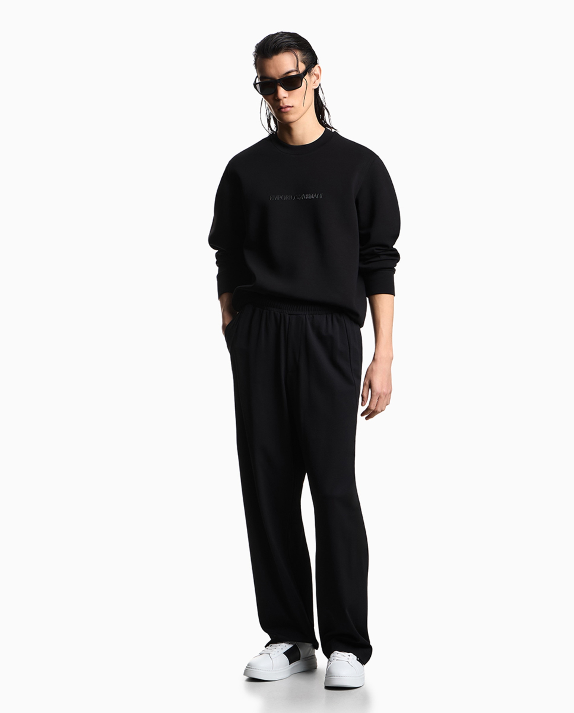 Sweatshirt de Gola Redonda com Logótipo Estampado Preto-6