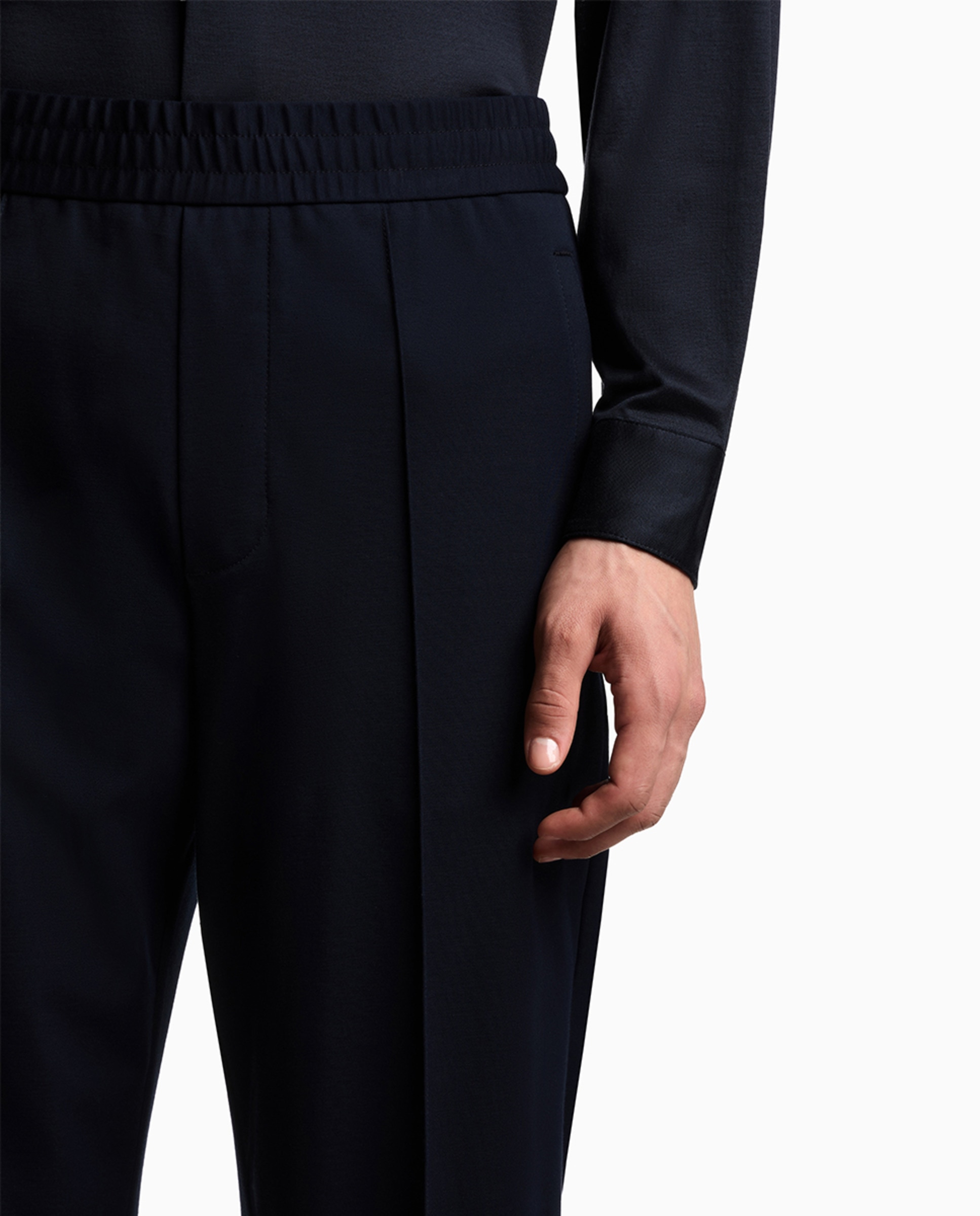 Calças Chino Regular Fit com Cintura Elástica Azul-marinho-4