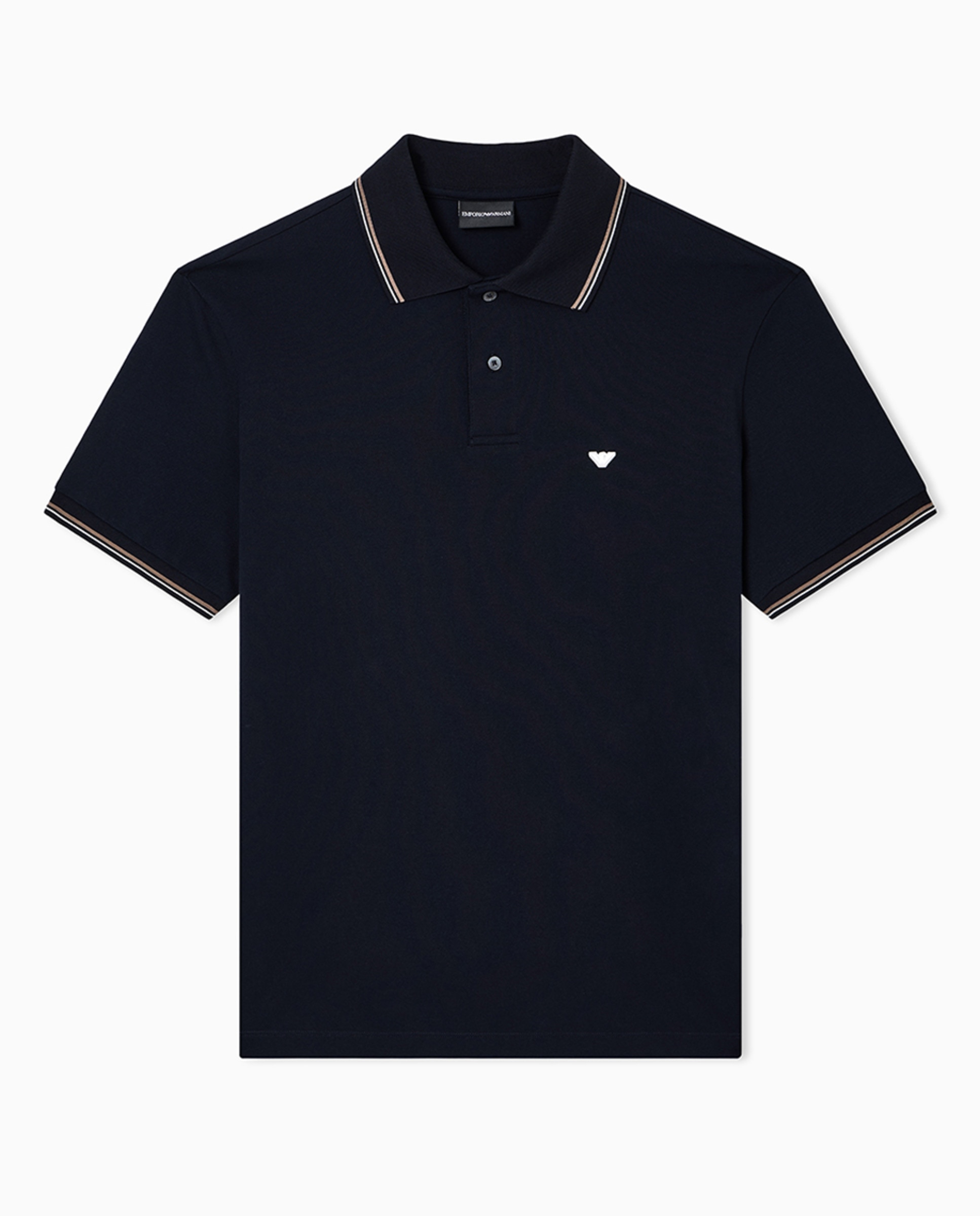 Polo Regular Fit com Manga Curta Azul-marinho-1