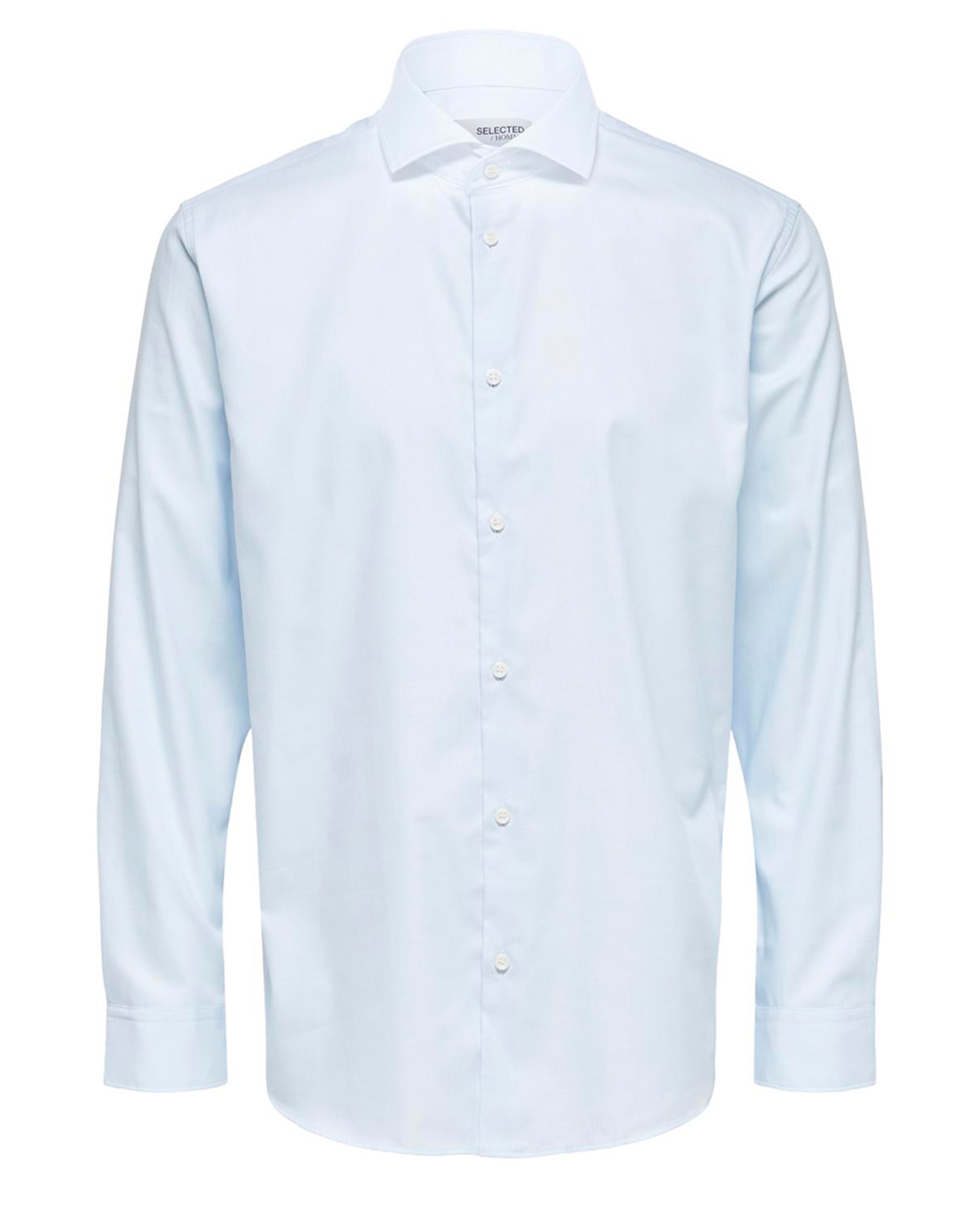 Camisa formal de algodão BCI slim lisa Azul-claro-5