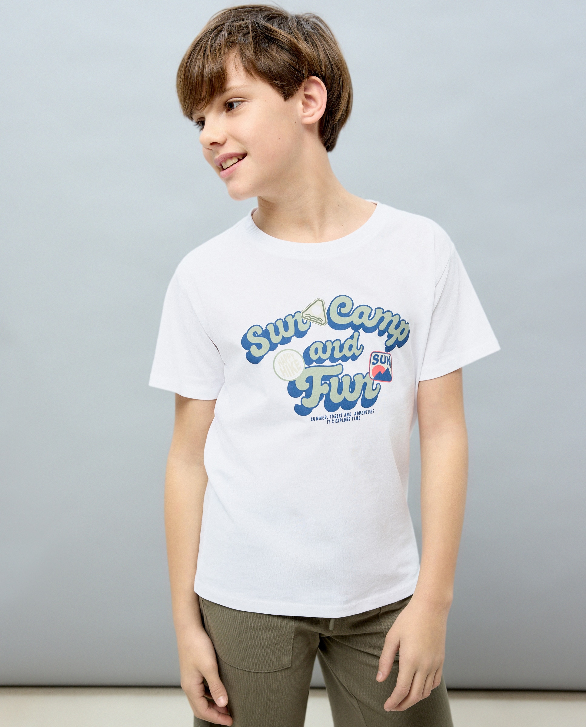 T-shirt de Manga Curta com Desenho à Frente Kids El Corte Inglés Branco-1