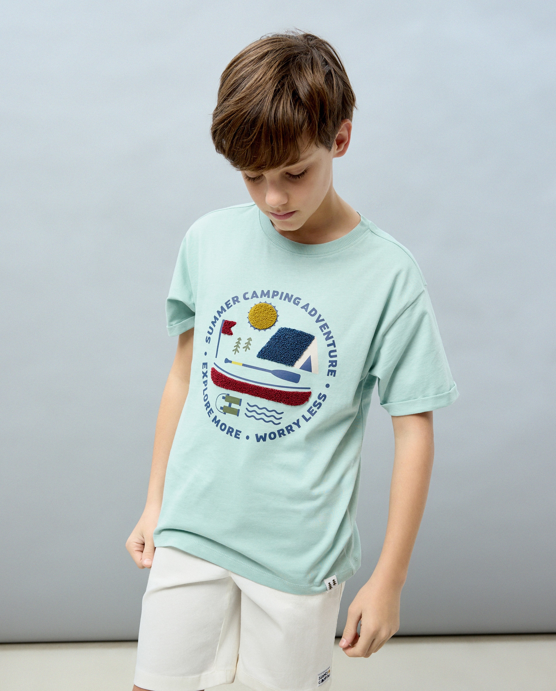 T-shirt de Manga Curta em Tecido Turco Verde-1