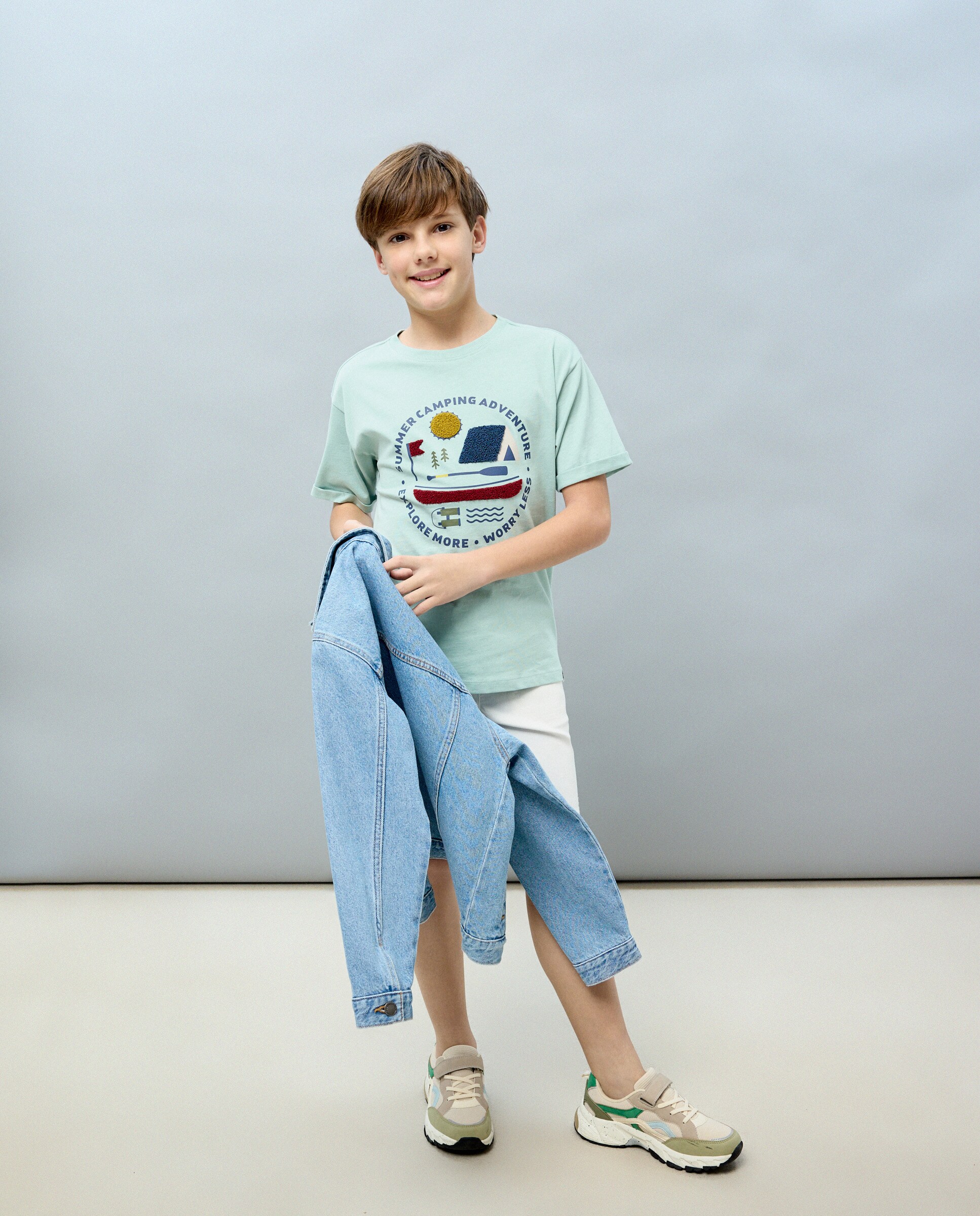 T-shirt de Manga Curta em Tecido Turco Verde-2