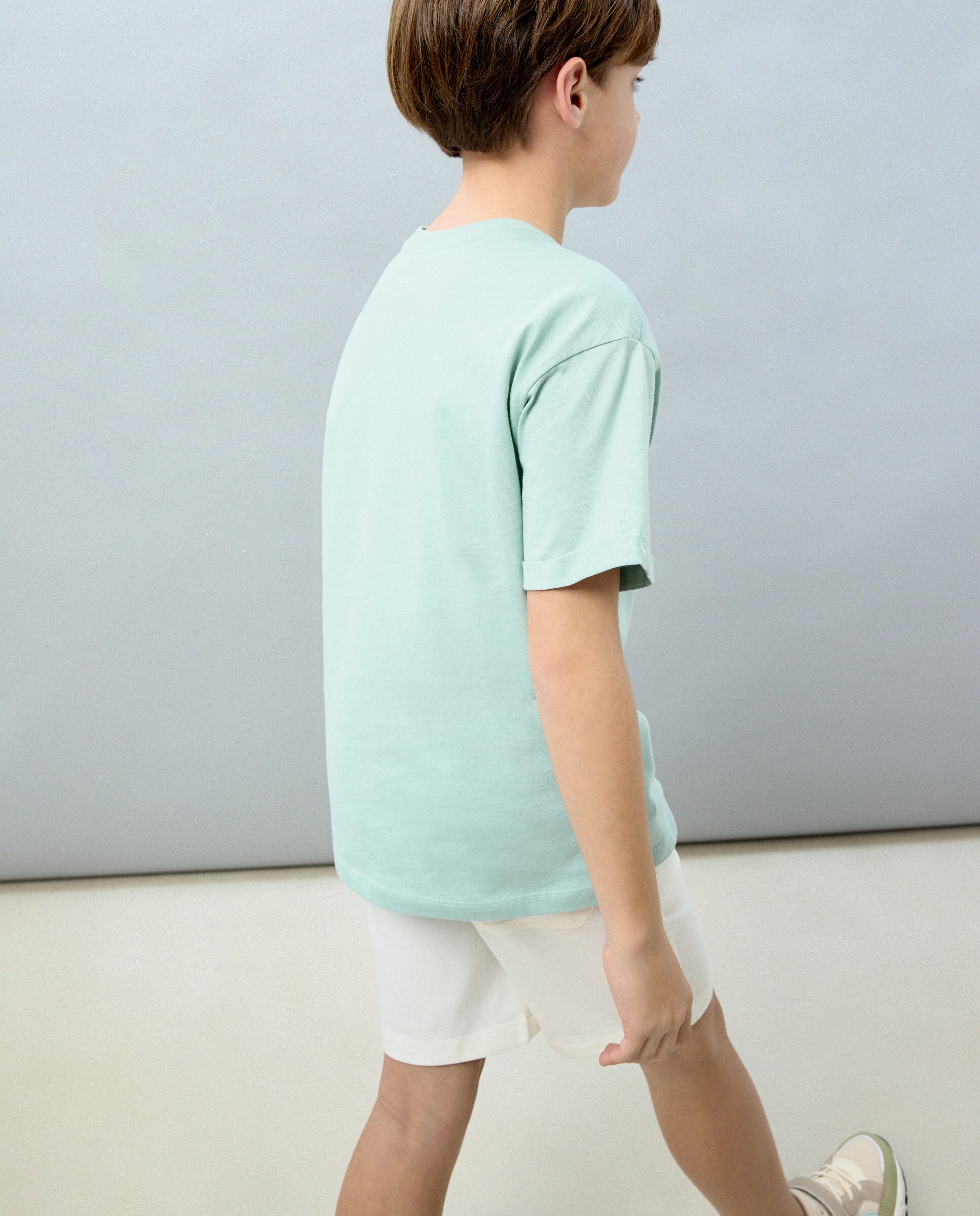 T-shirt de Manga Curta em Tecido Turco Verde-3