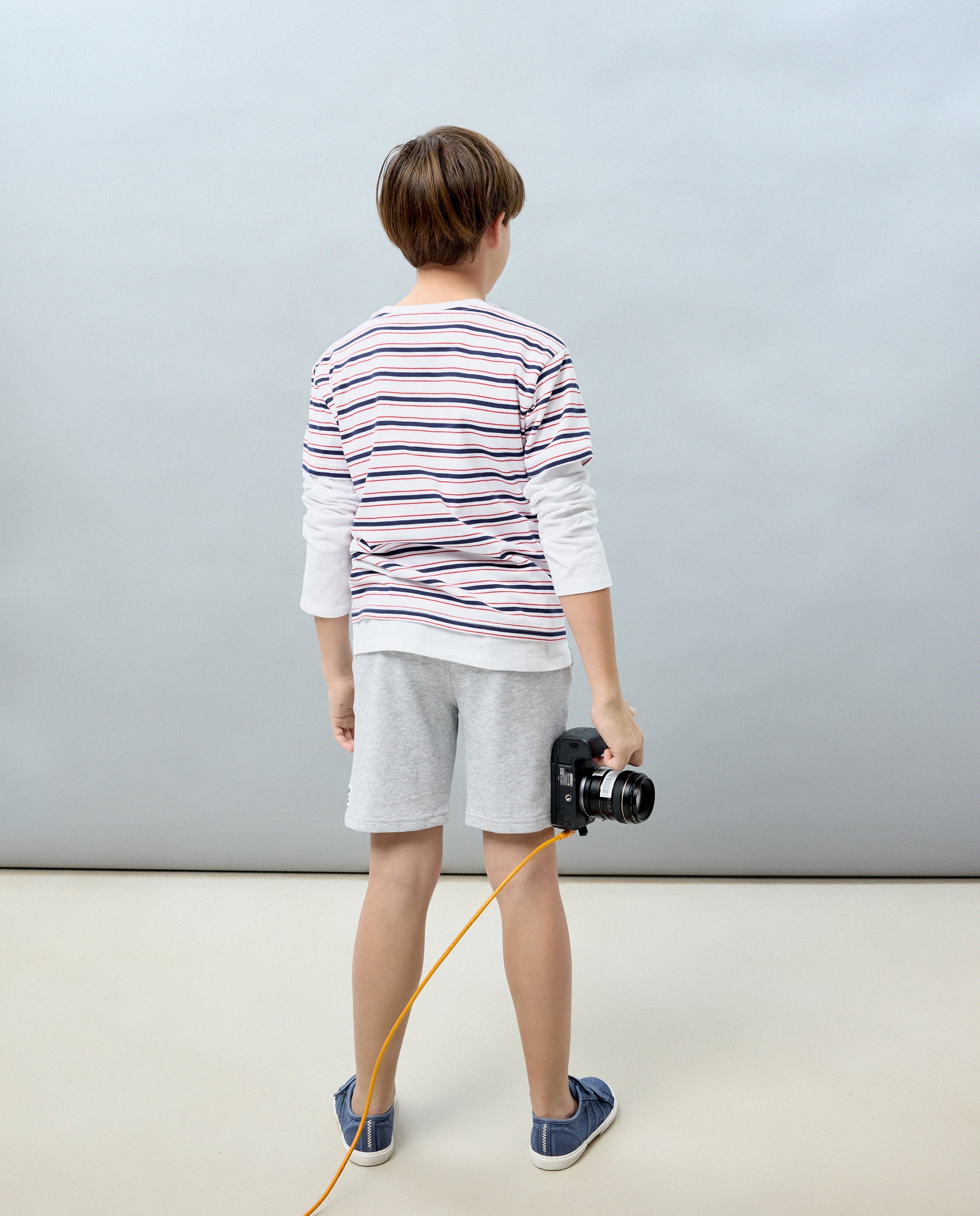 Conjunto de Duas Peças: Calções e T-shirt às Riscas Vermelho-3