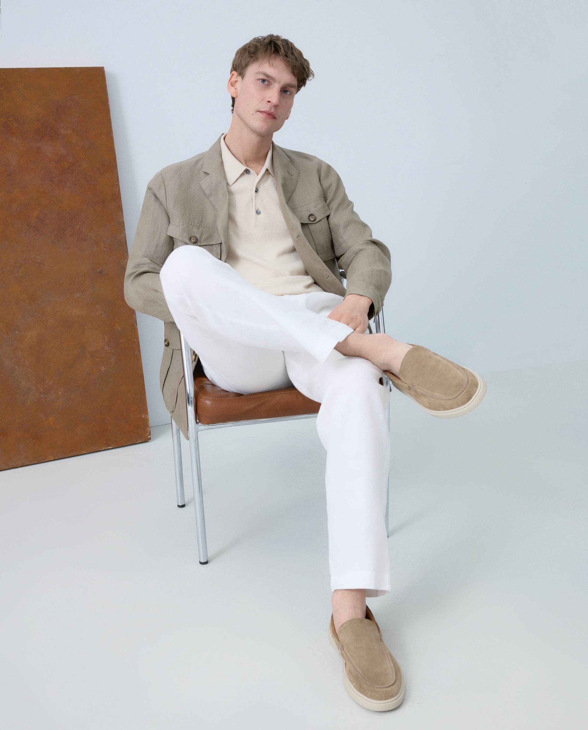 Mocassins em Camurça Bege-7