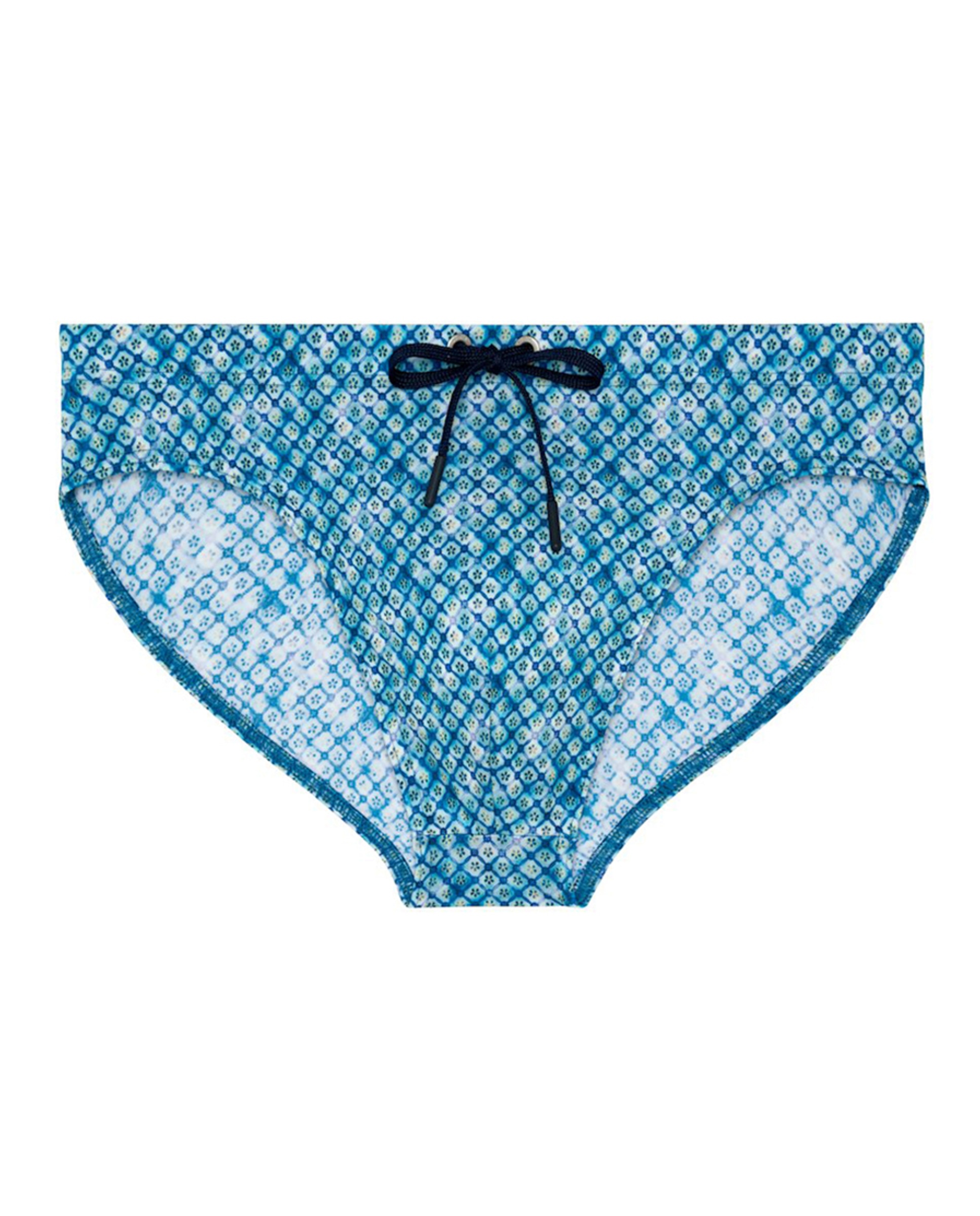 Slip de Banho com Estampado - Azul Turquesa-5