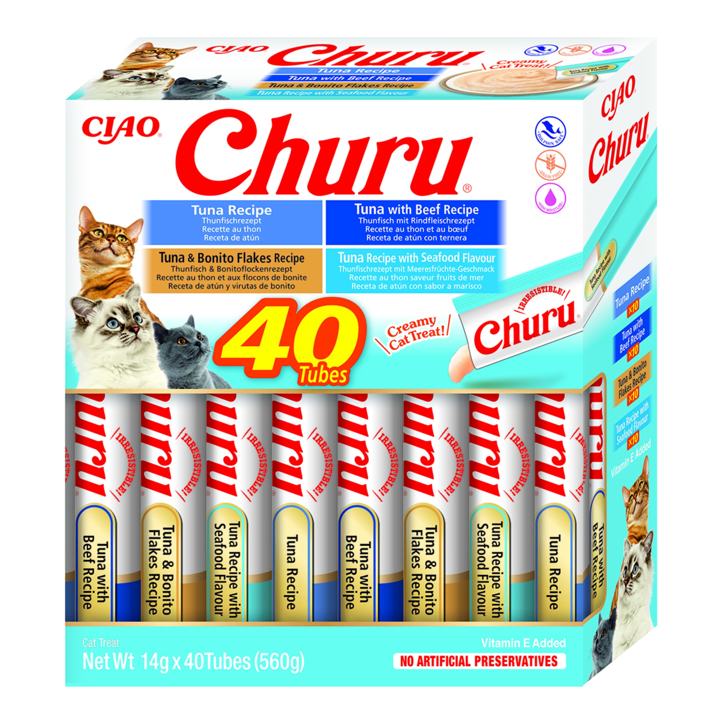 Imagen 0 de Snack para gatos adultos Churu variedades atún 40 x 14 g