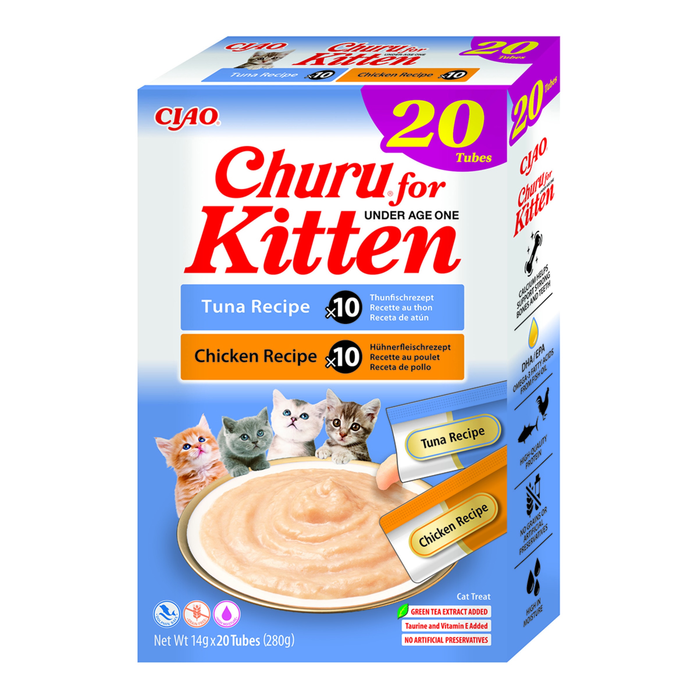 Imagen 0 de Snack para gatitos Churu pollo y atún 20 x 14 g