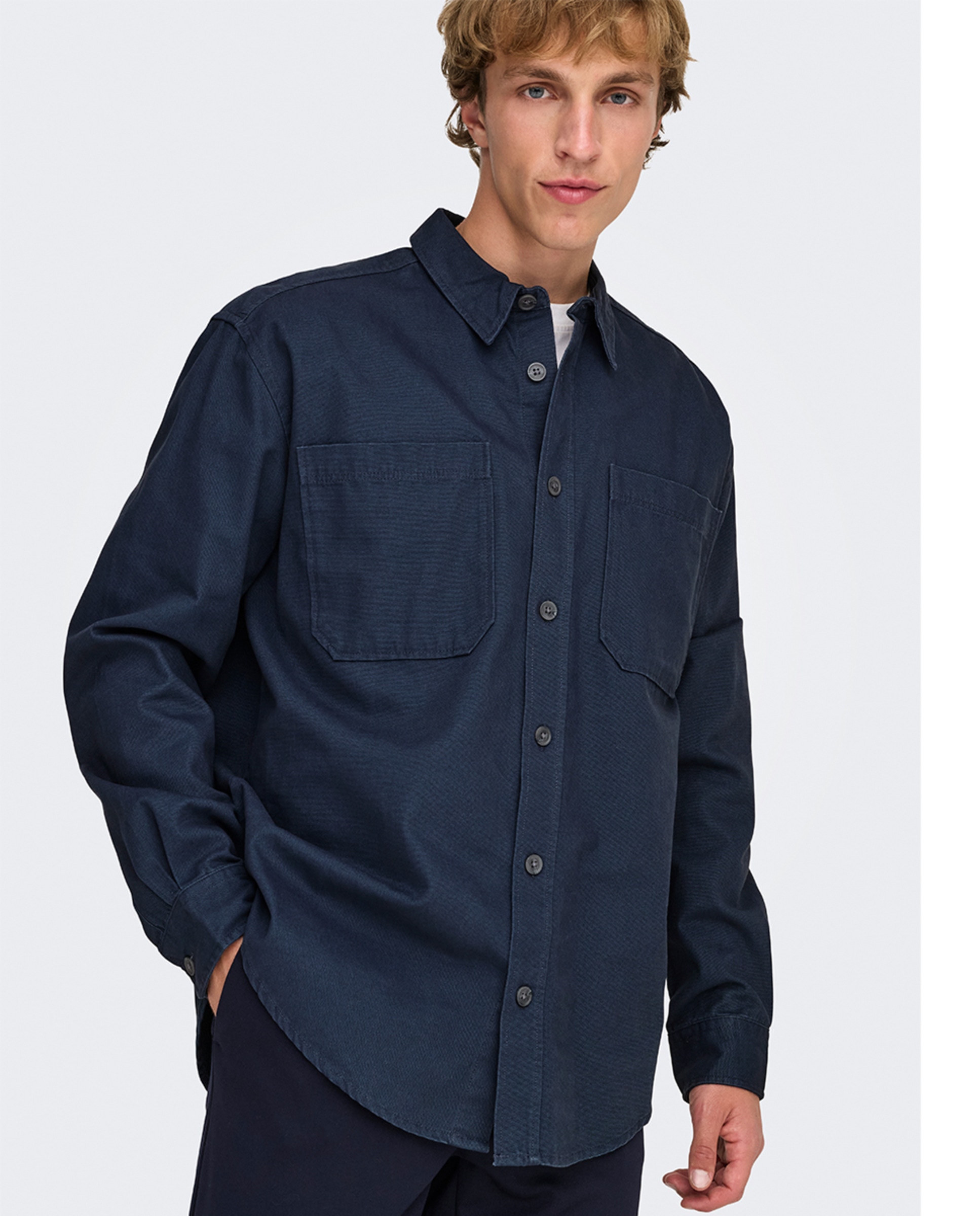 Sobrecamisa de hombre relaxed fit. 100% algodón. - Only & Sons - Azul Azul-2