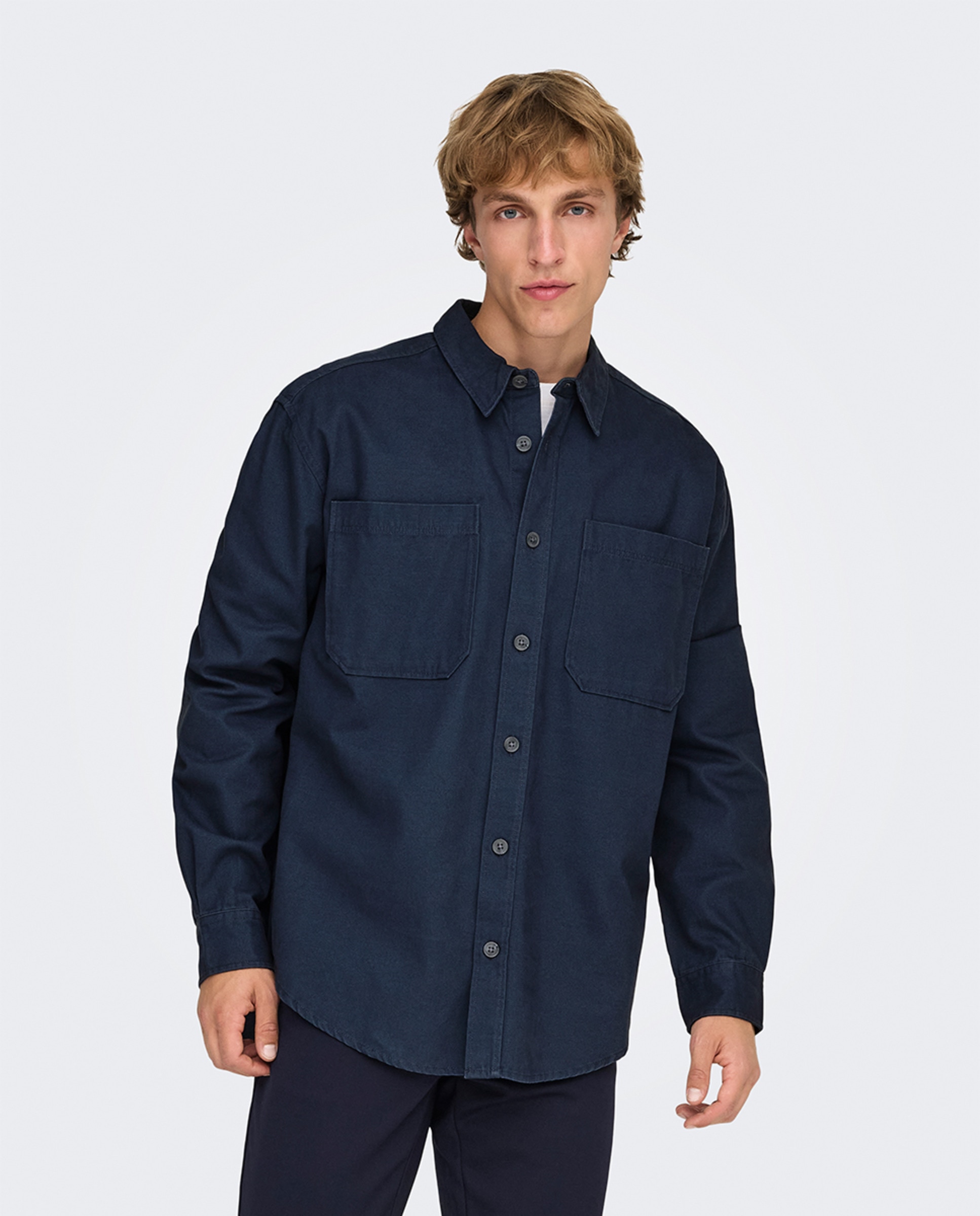 Sobrecamisa de hombre relaxed fit. 100% algodón. - Only & Sons - Azul Azul-1