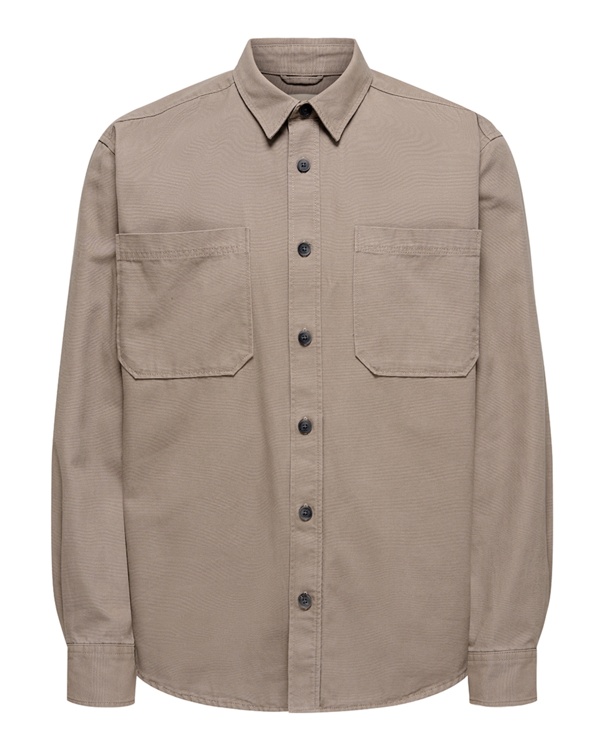 Sobrecamisa Relaxed Fit. 100% Algodão Castanho-3