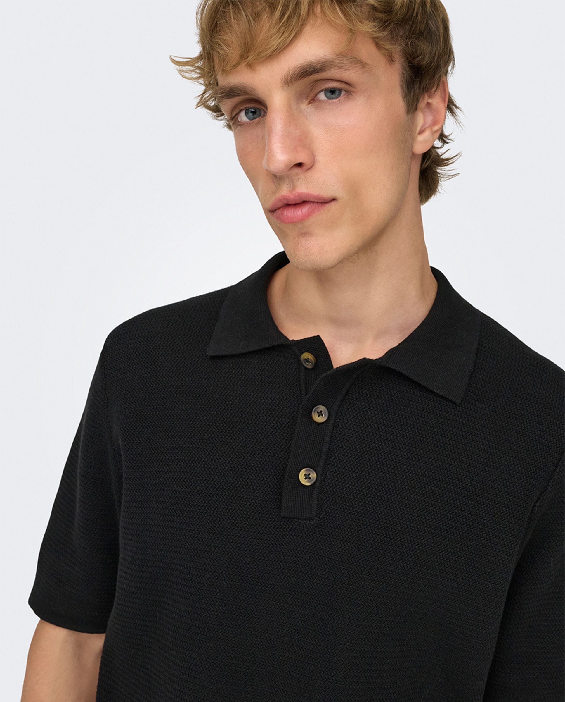 Polo de Malha Regular Fit com Manga Curta Preto-2