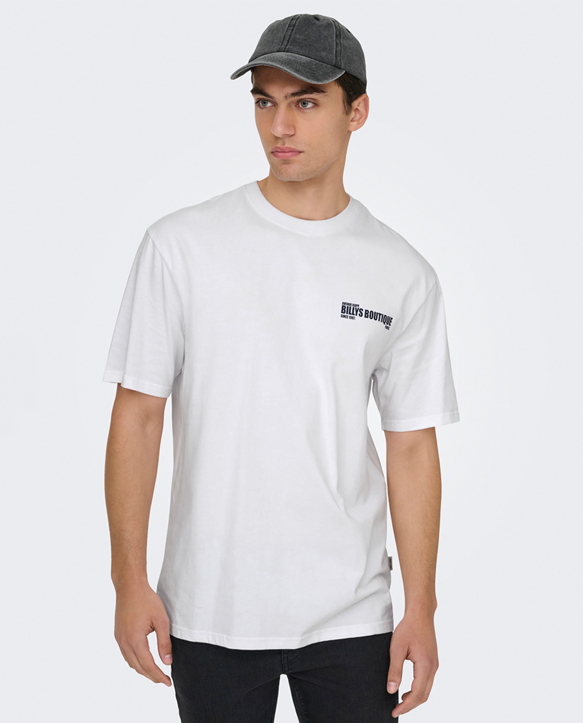 T-shirt Relaxed Fit com Manga Curta 100% Algodão Branco-1