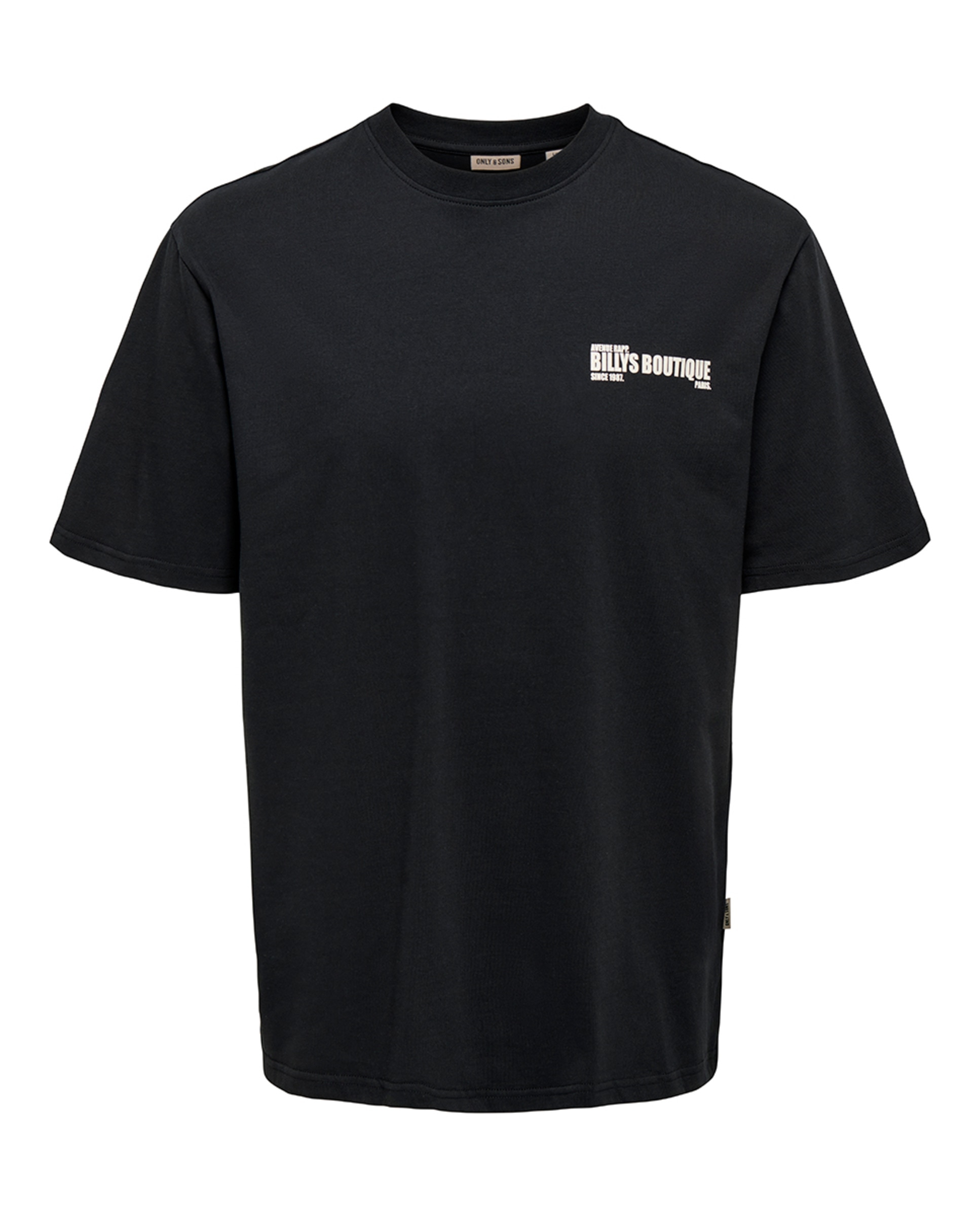 T-shirt Relaxed Fit com Manga Curta 100% Algodão Preto-3