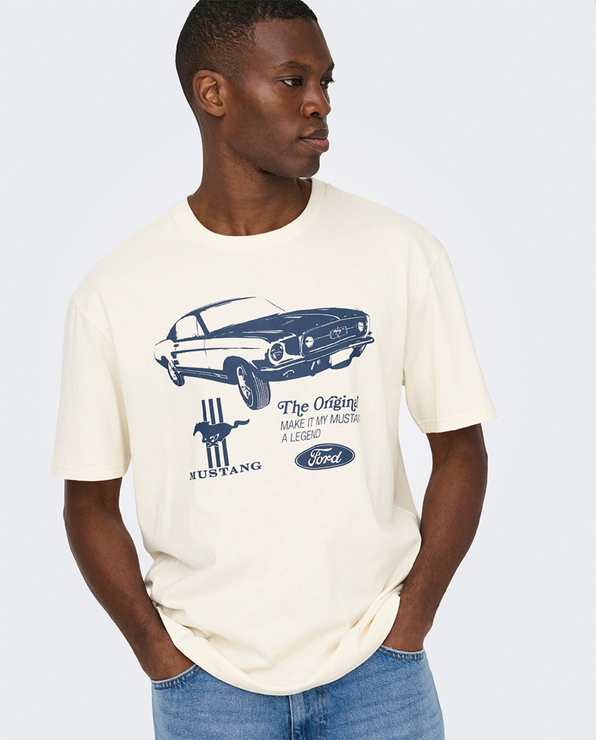 T-shirt Relaxed Fit com Manga Curta 100% Algodão Branco-2