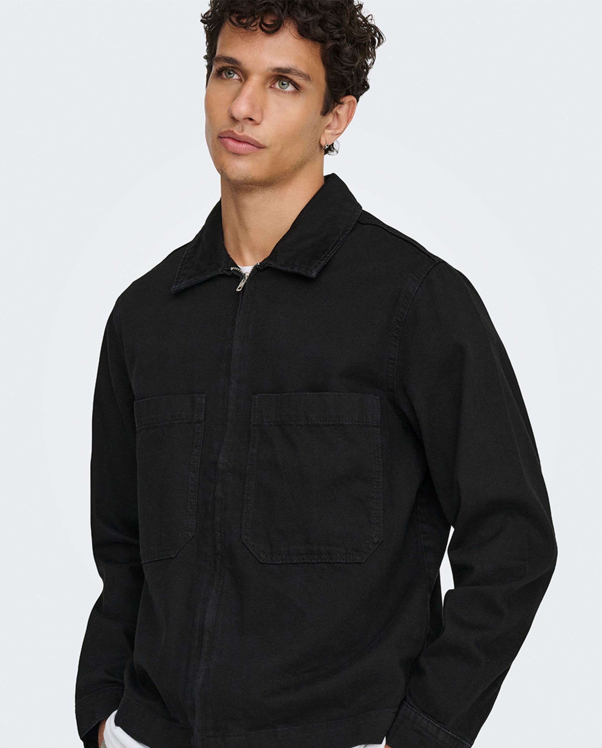 Casaco de Ganga 100% Algodão Preto-3