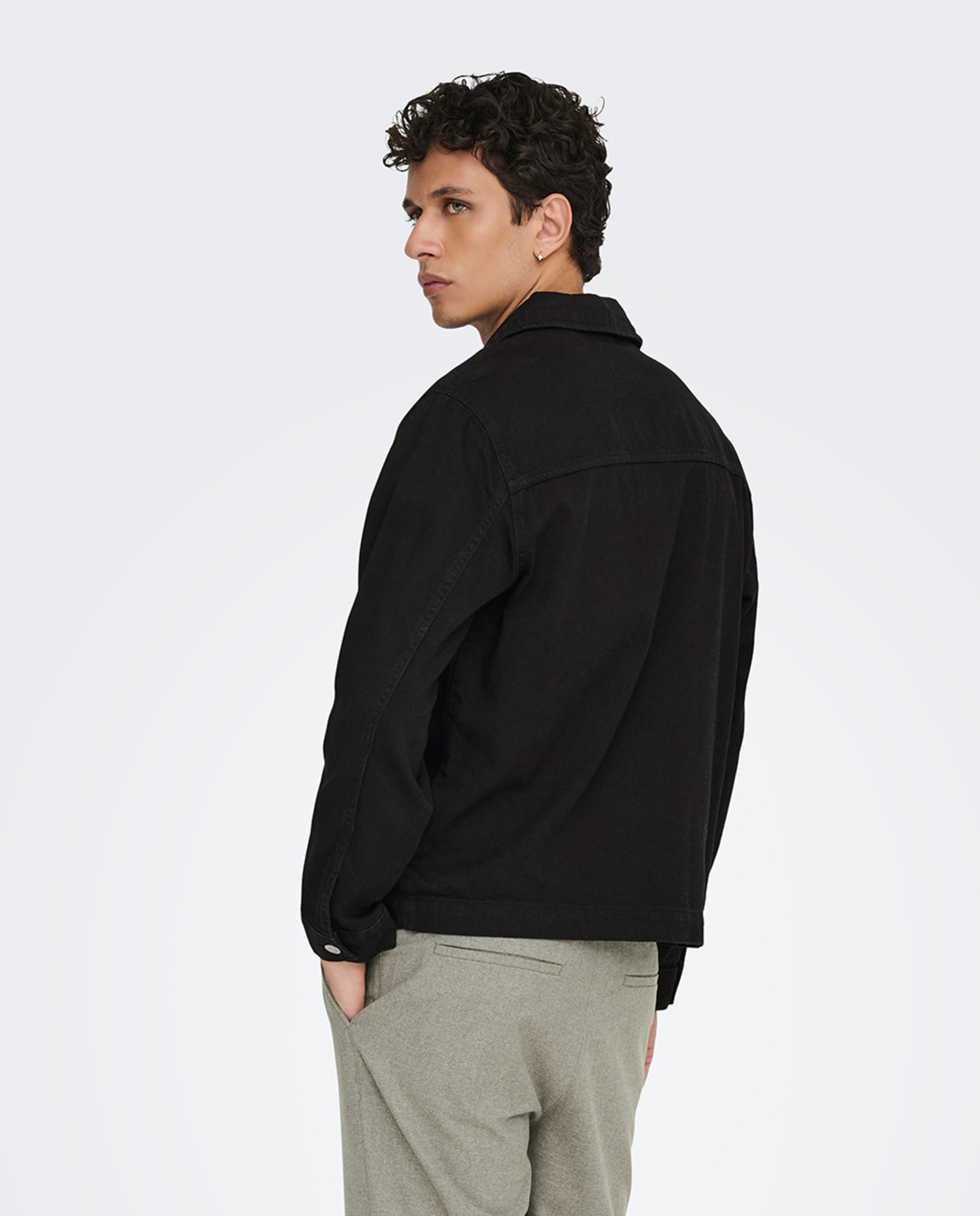 Casaco de Ganga 100% Algodão Preto-2