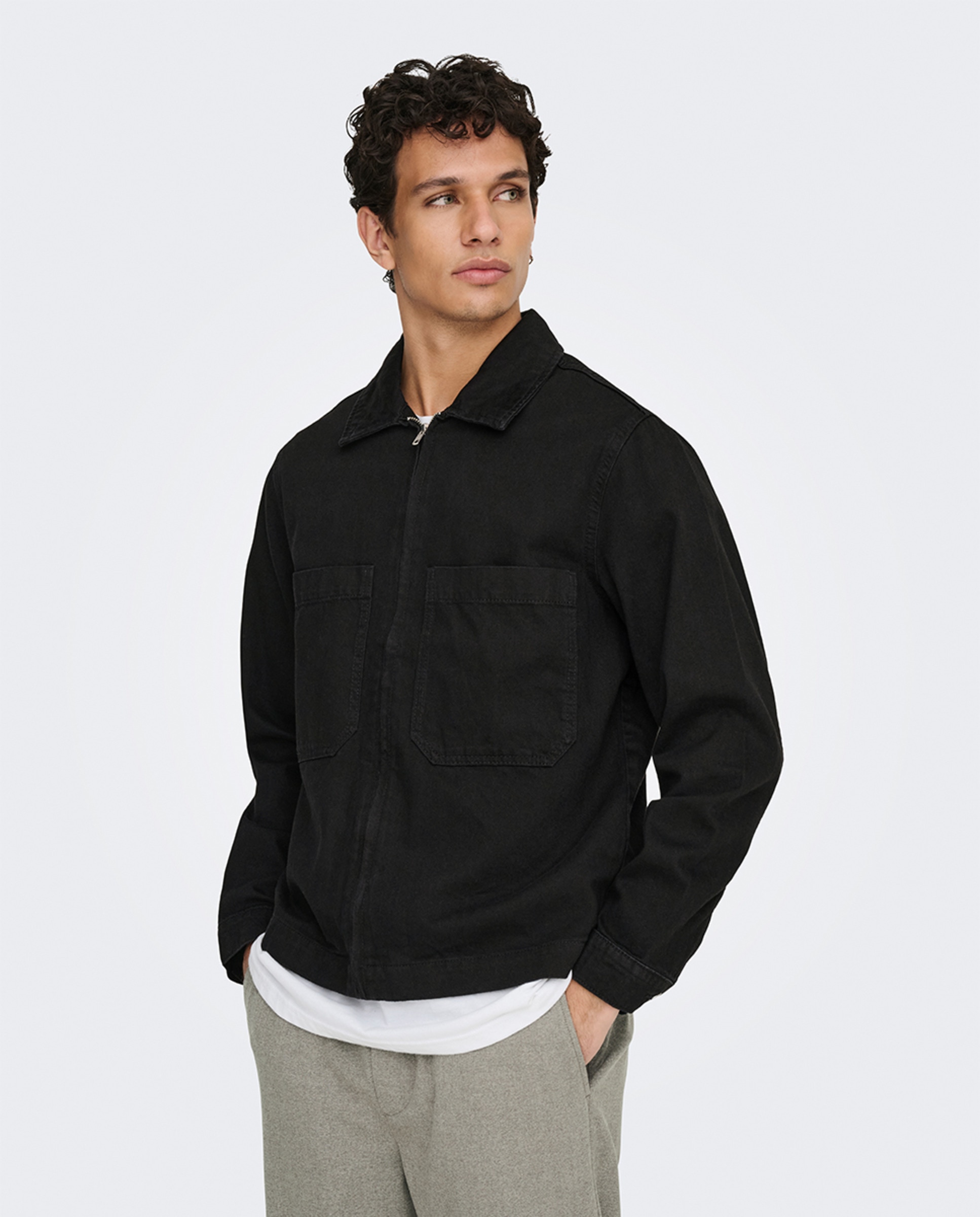 Casaco de Ganga 100% Algodão Preto-1