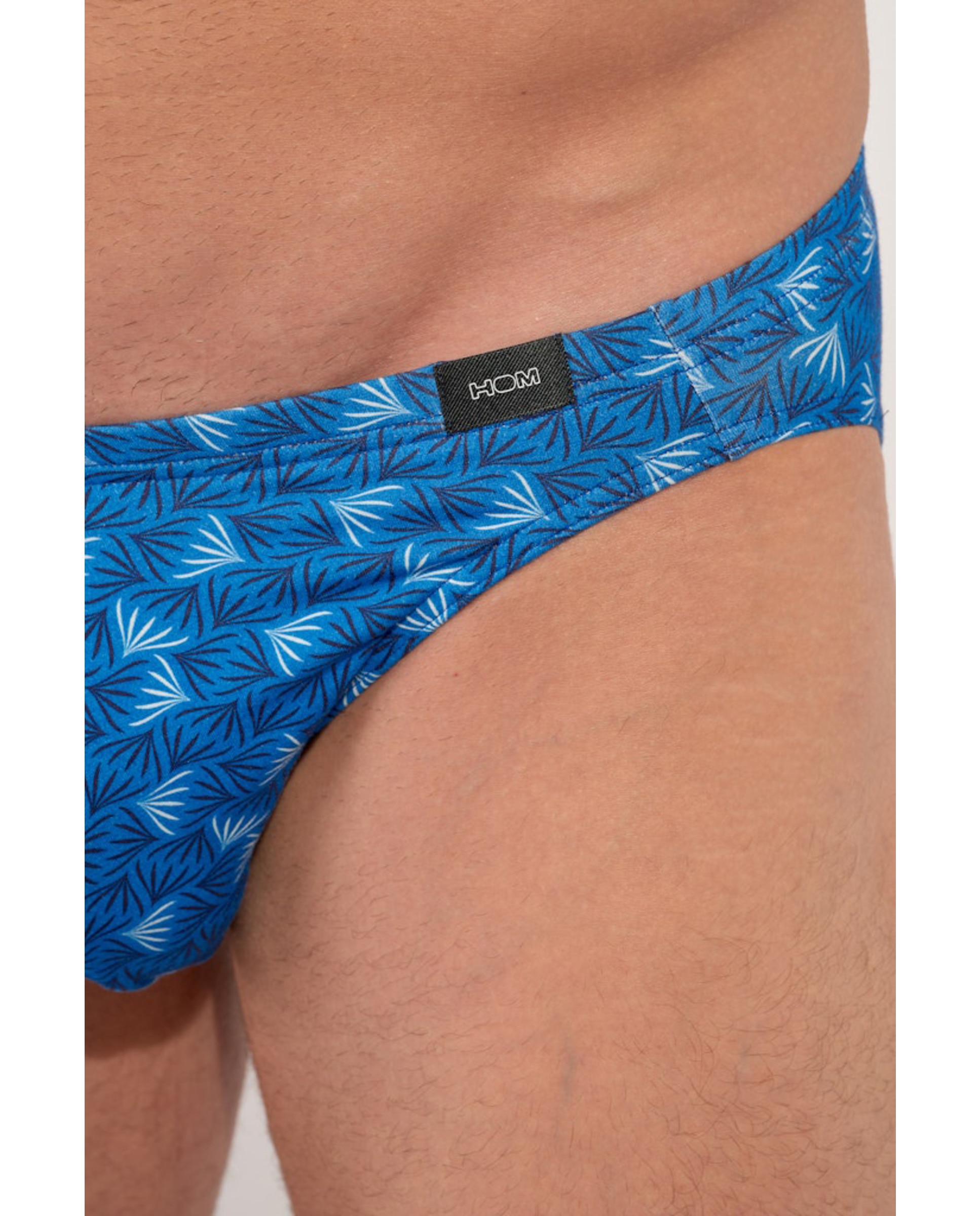Micro Slip Fechado de Malha em Modal e Algodão Estampado Azul-índigo-4