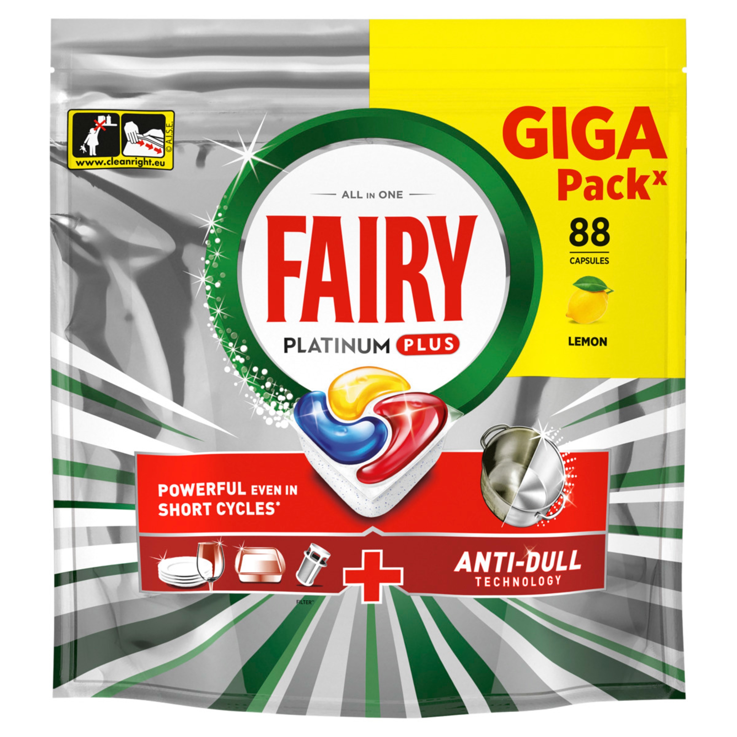 Detergente  para Máquina de Loiça Plus Limão Platinum embalagem 88 doses