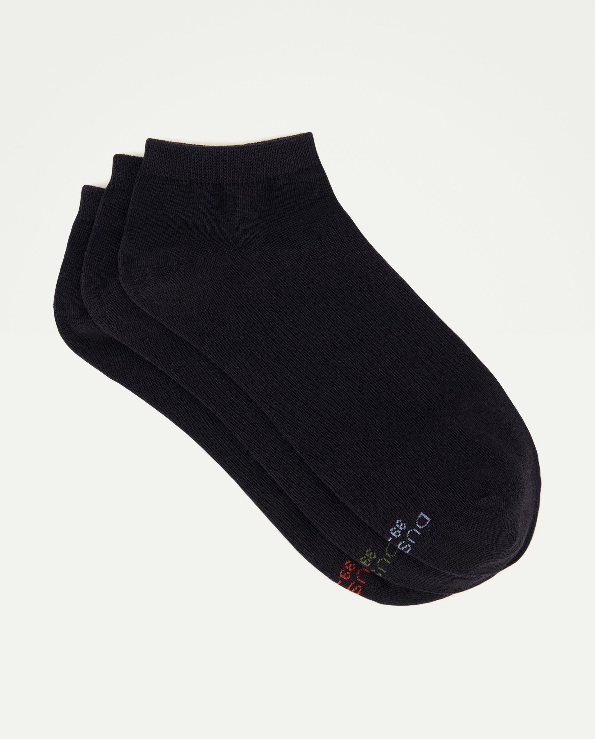 Pack de 3 Pares de Meias pelo Tornozelo Monocolor Preto-1