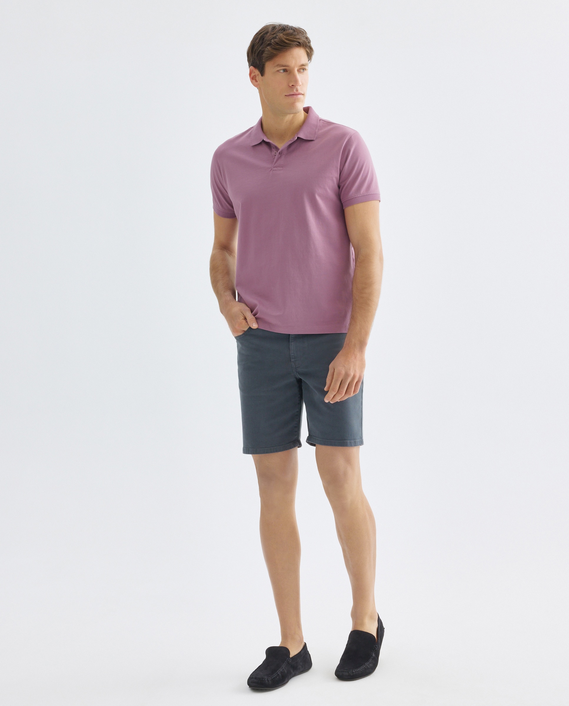 Polo manga corta jersey lavado 282 Malva-2