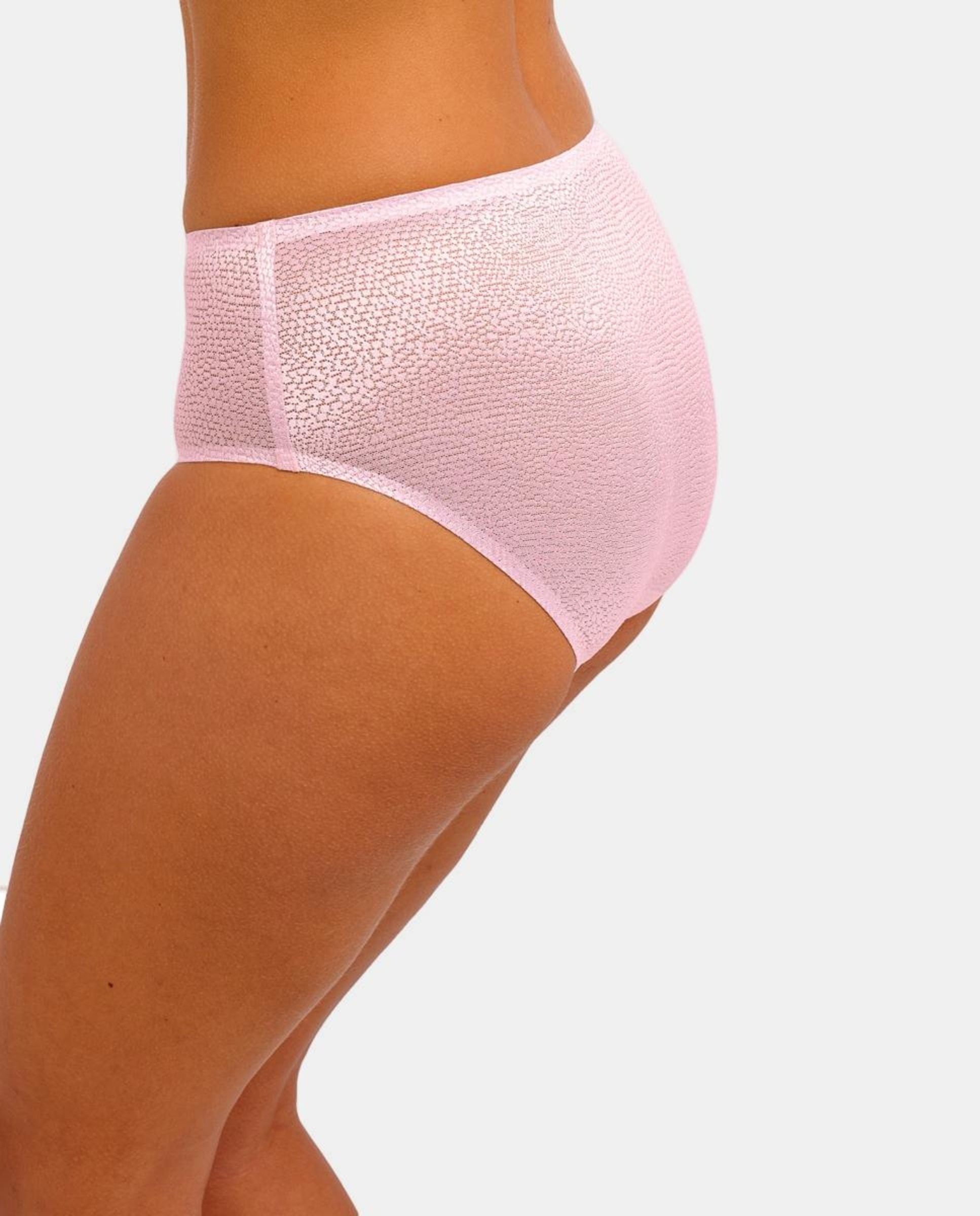 Cueca de Cintura Subida em Tecido de Jacquard Iridescente Rosa-3
