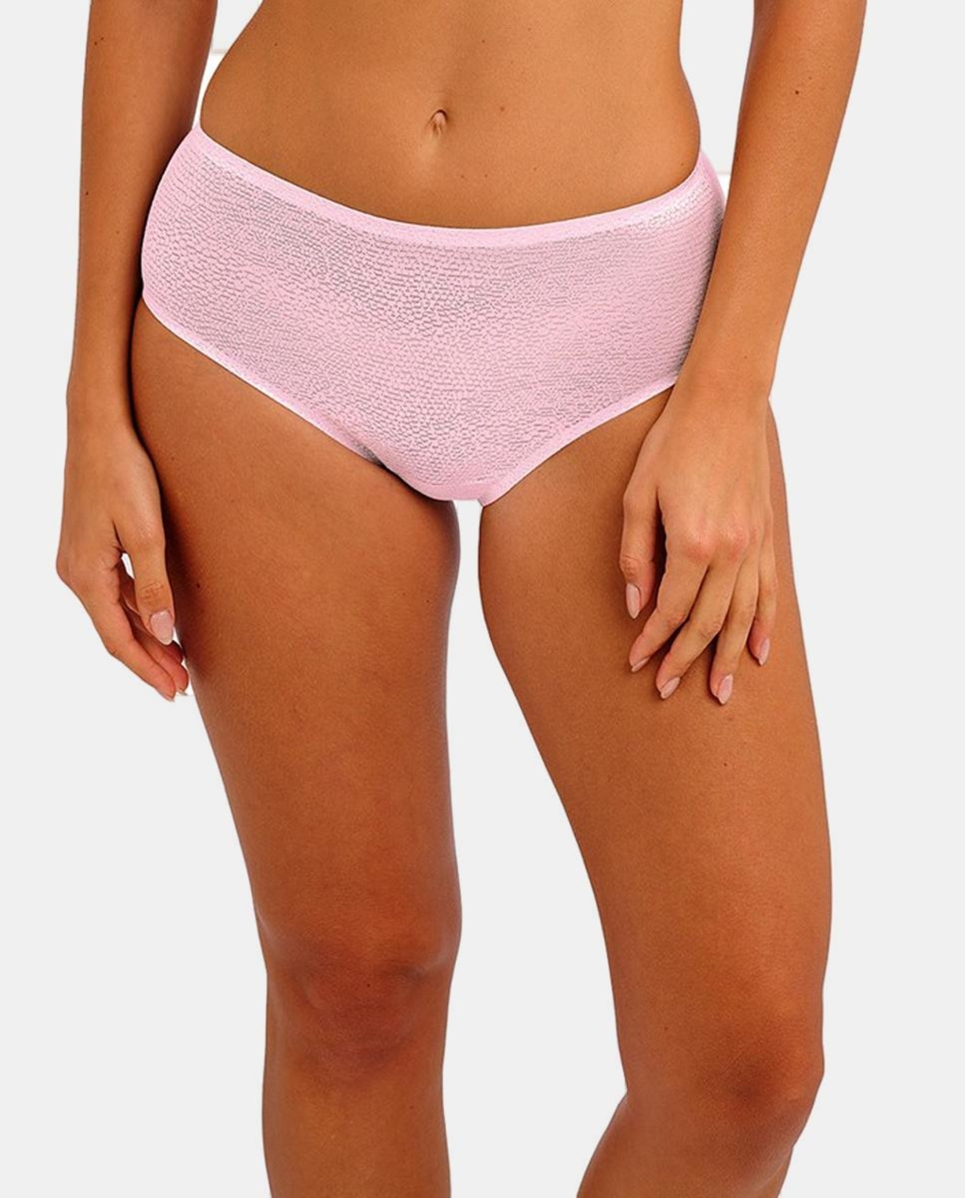 Cueca de Cintura Subida em Tecido de Jacquard Iridescente Rosa-1