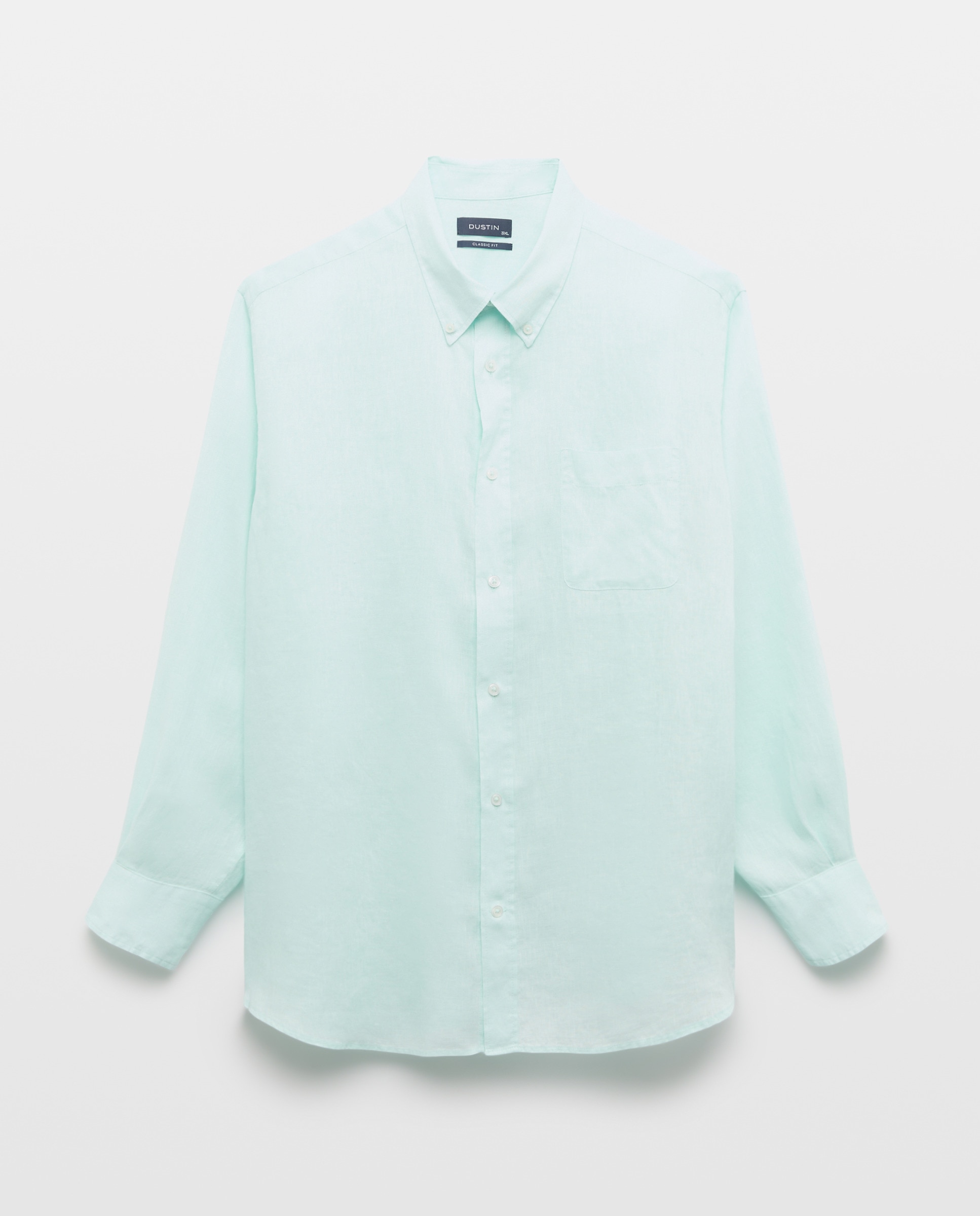 Camisa Casual Tamanhos Grandes 100% Linho Classic Fit com Manga Comprida Rosa-claro-4