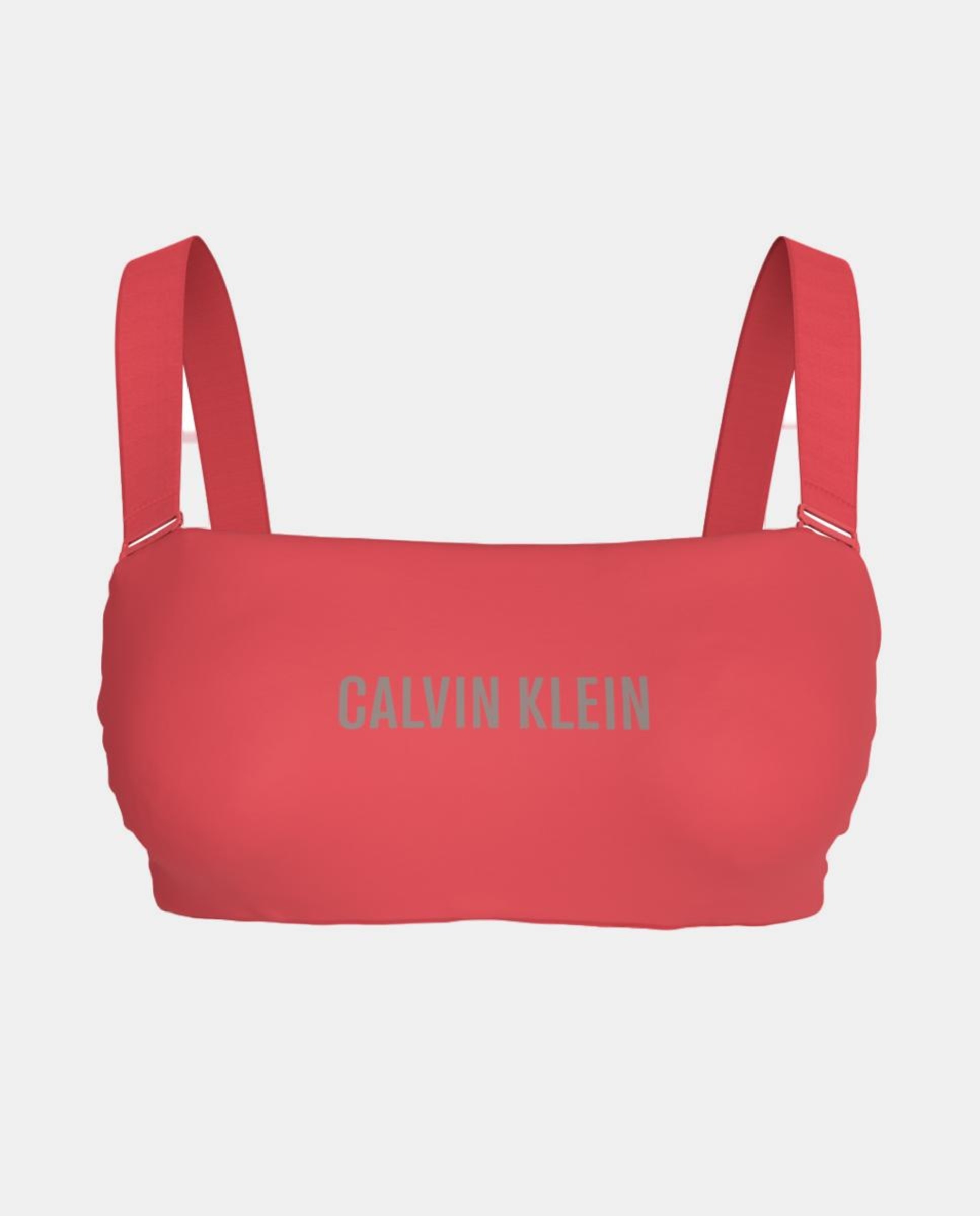 Parte de Cima de Biquíni Estilo Bandeau Vermelho-3