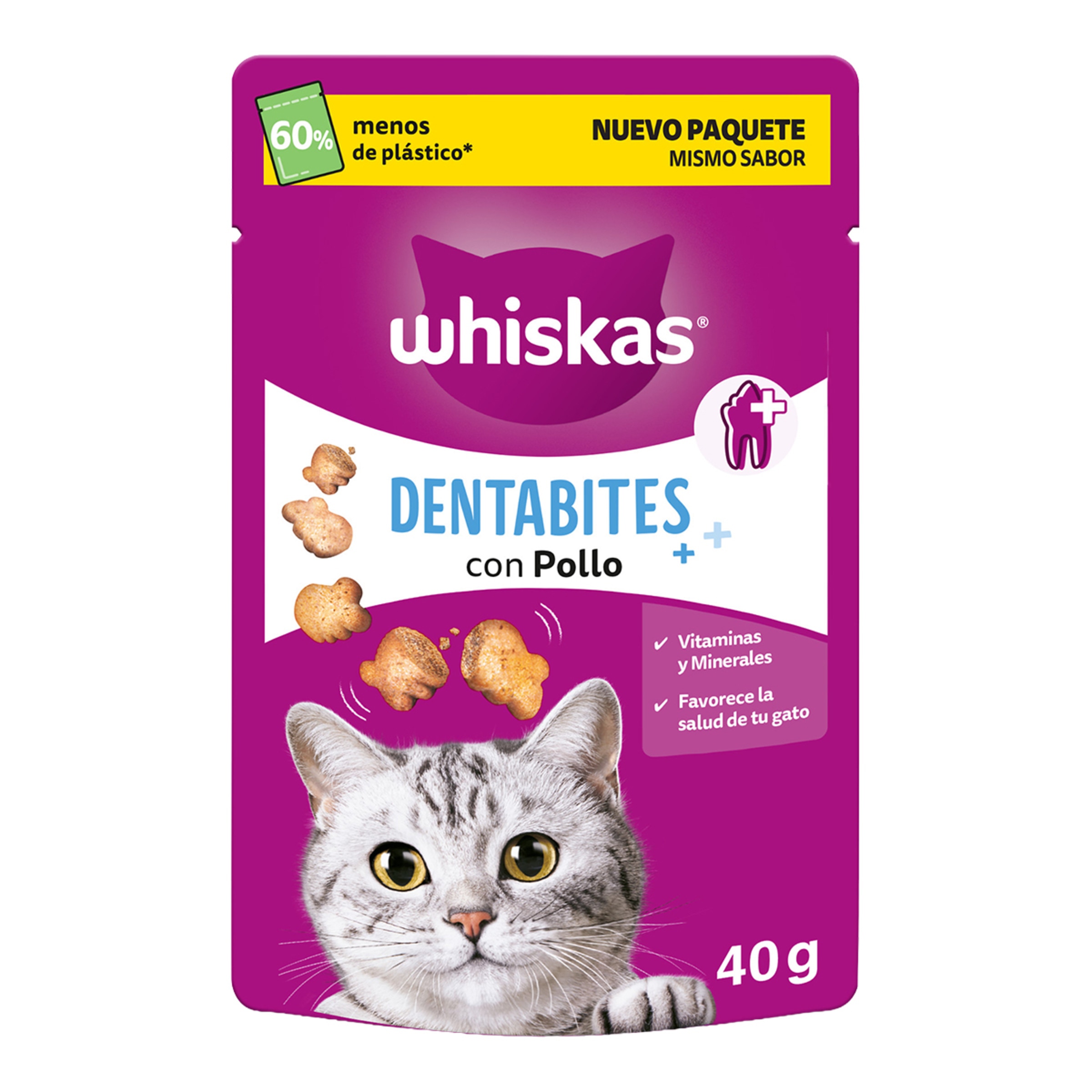 Imagen 0 de Snack para gatos Whiskas Dentabites Salud Oral 40 g