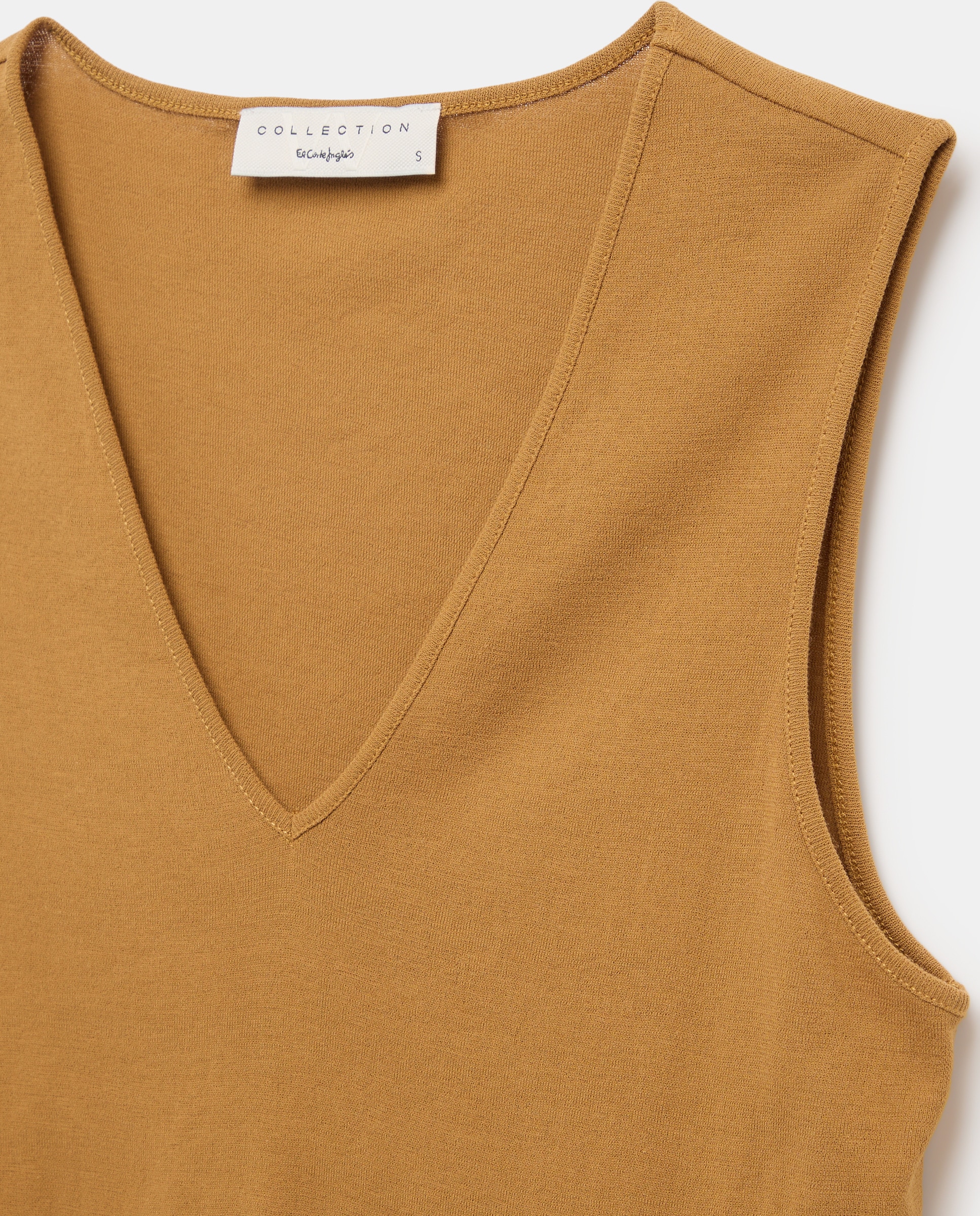 T-shirt sem mangas e com decote em bico 371 Óleo-5