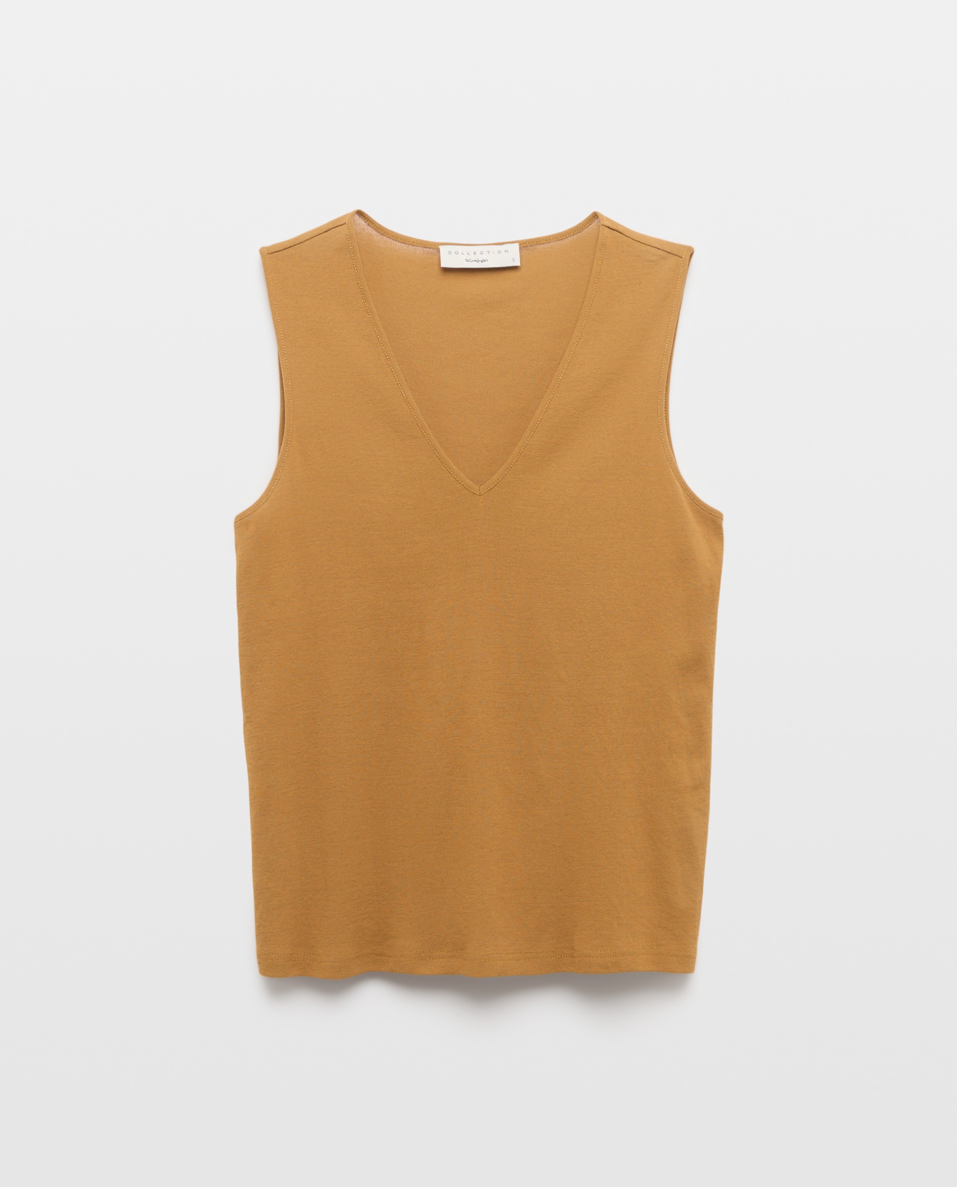 T-shirt sem mangas e com decote em bico 371 Óleo-4