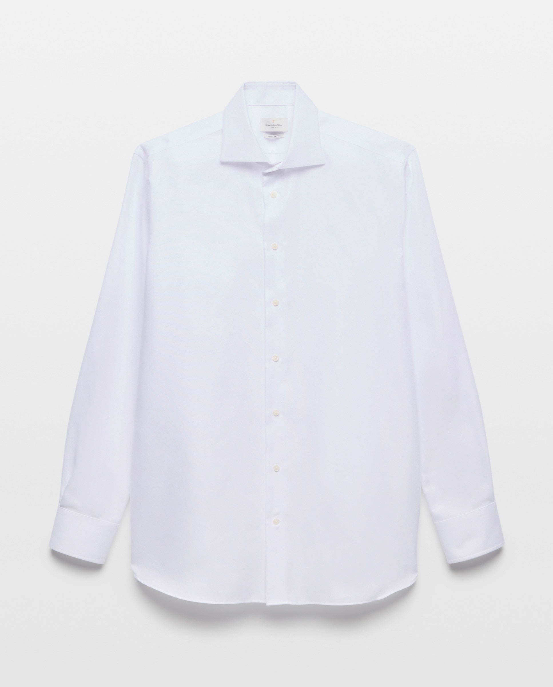 Camisa vestir de hombre regular fit cuello italiano - Emidio Tucci - Blanco Blanco-5