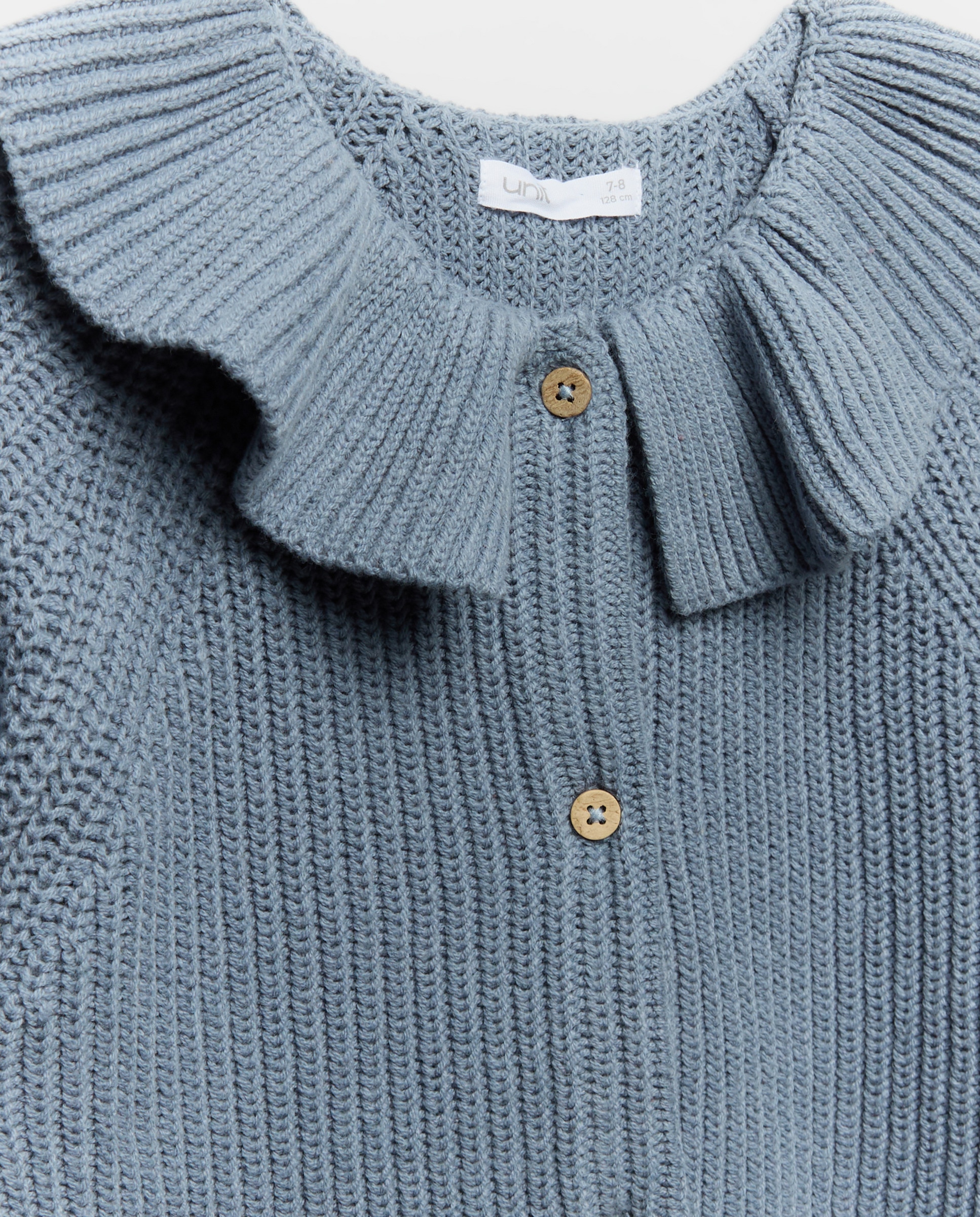 Chaqueta niña cuello volante Azul pálido-3