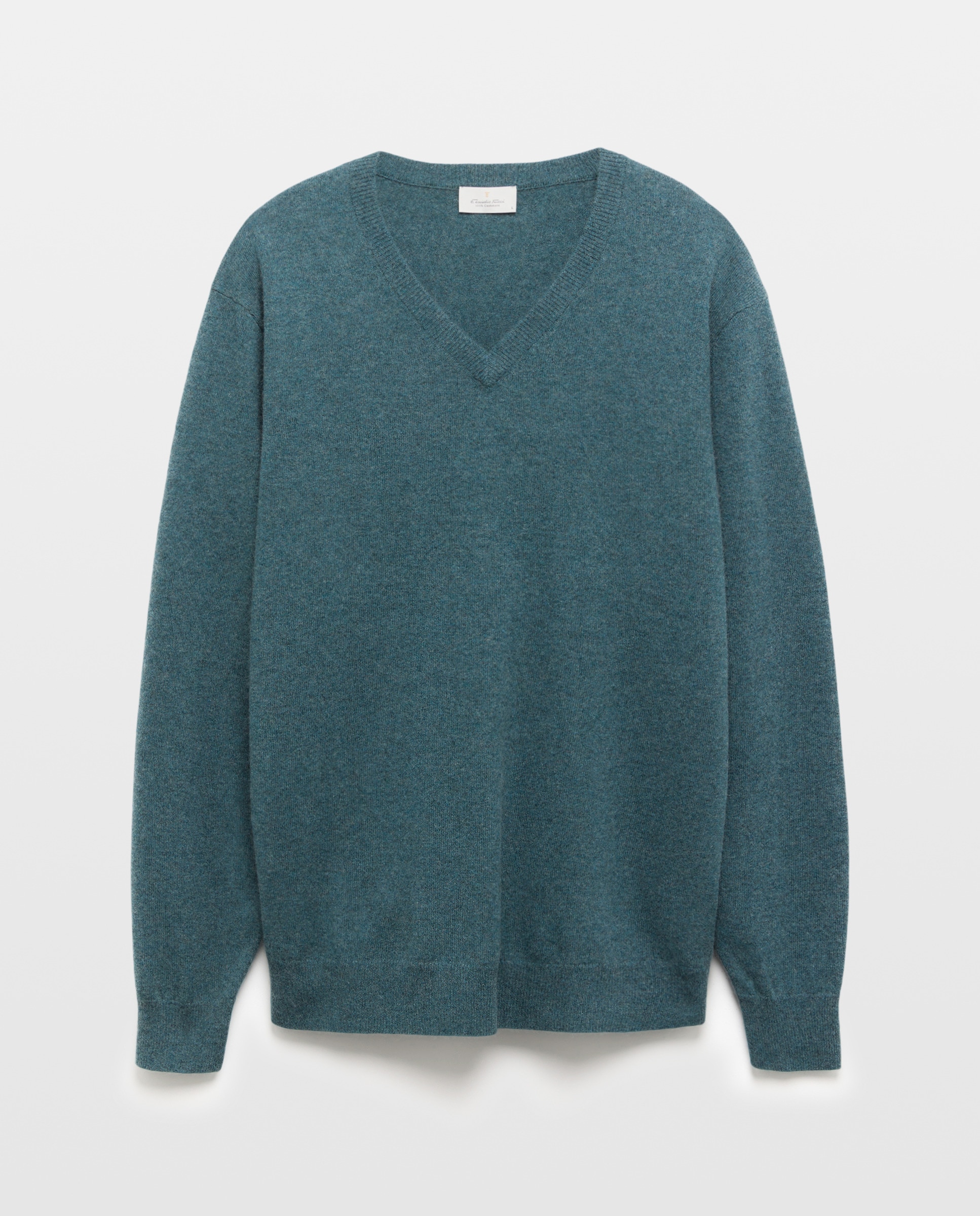 Jersey de hombre de cuello pico liso cashmere - Emidio Tucci - Verde Verde-4