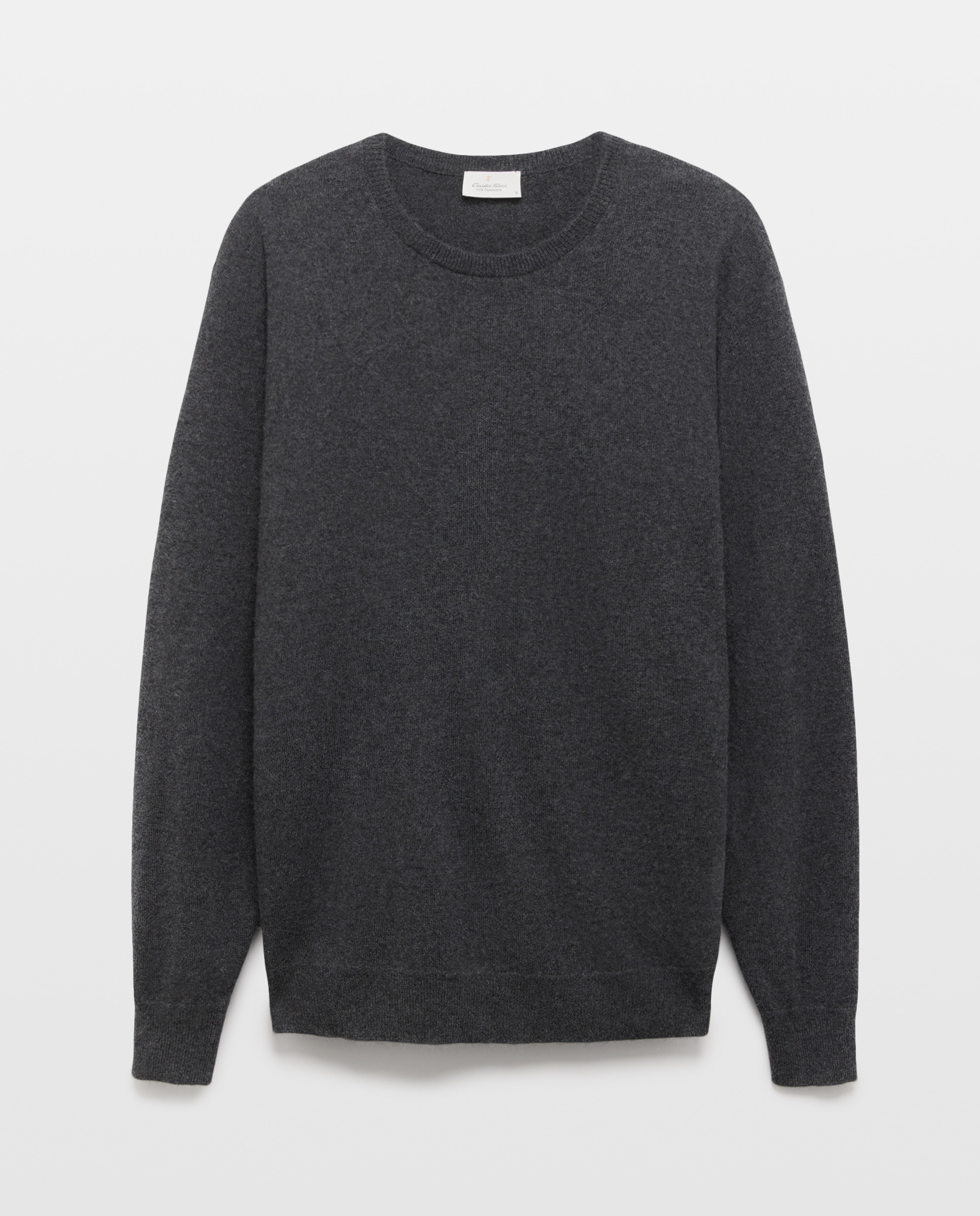 Jersey de hombre de cuello redondo liso cashmere - Emidio Tucci - Gris oscuro Gris oscuro-5