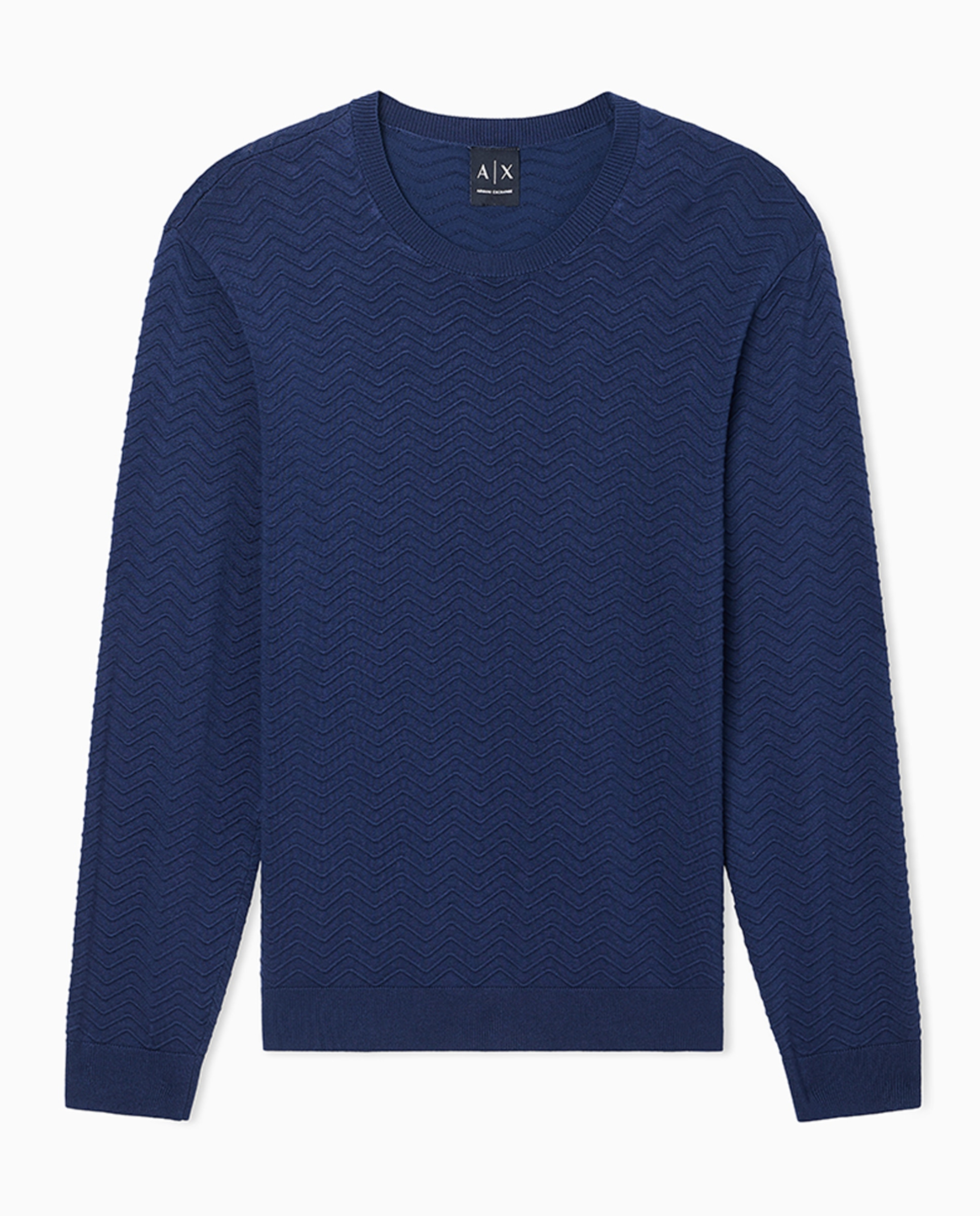 Camisola de Malha com Estrutura e Gola Redonda Azul-2