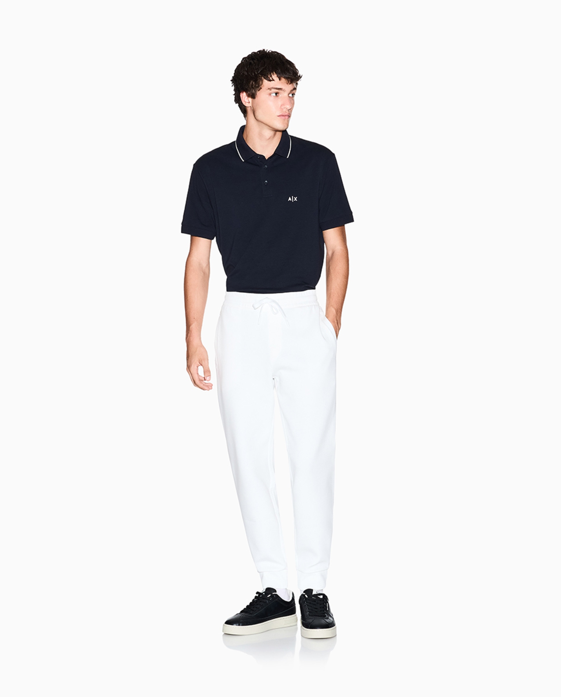 Polo Slim Fit em Algodão Elástico com Manga Curta Azul-marinho-6