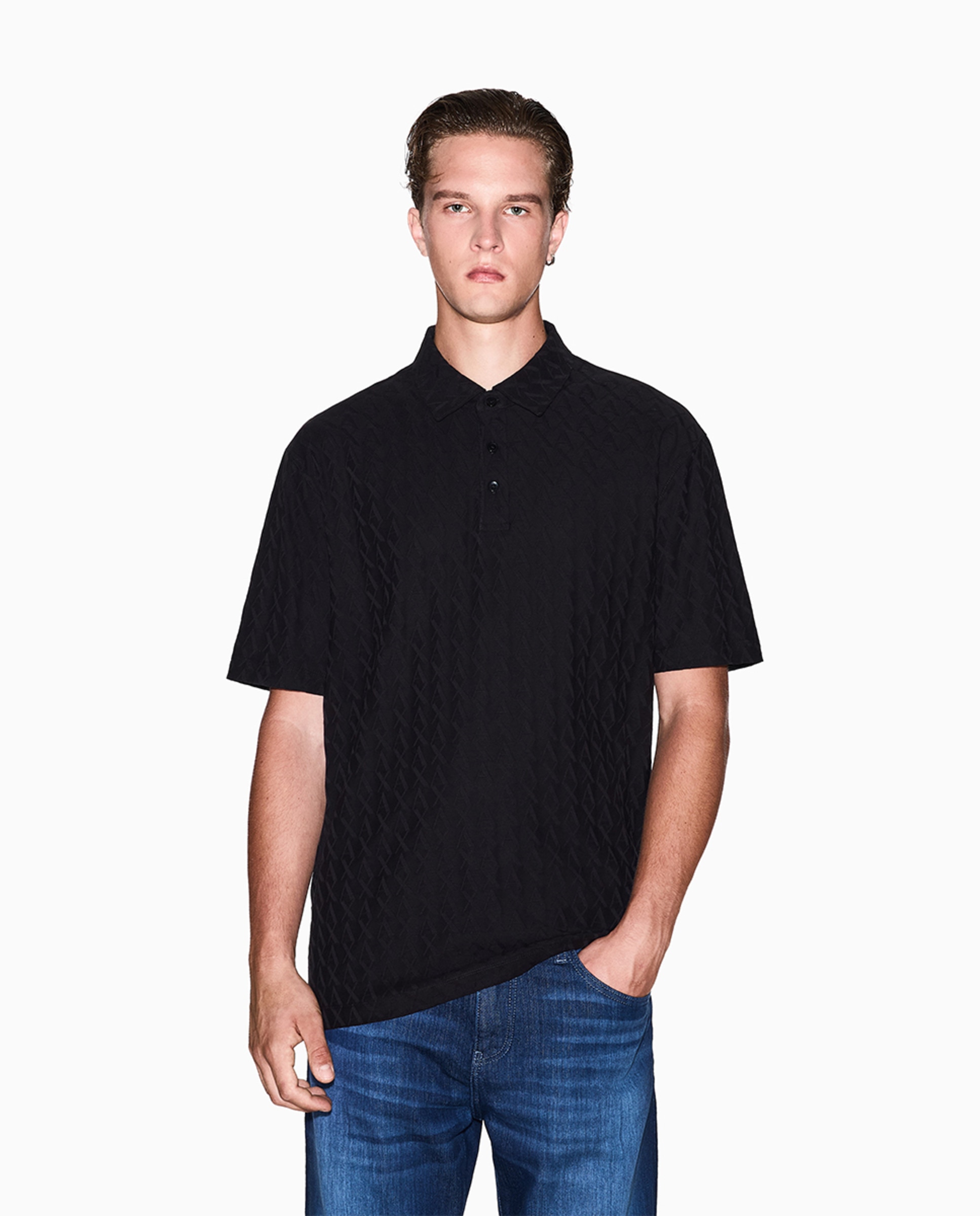 Imagem 0 de Polo em Jacquard de Algodão com Manga Curta