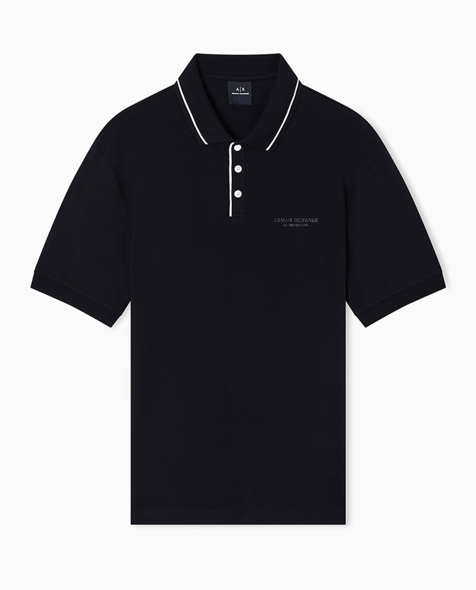 Polo de Algodão Elástico com Manga Curta e Logótipo a Condizer Preto-4