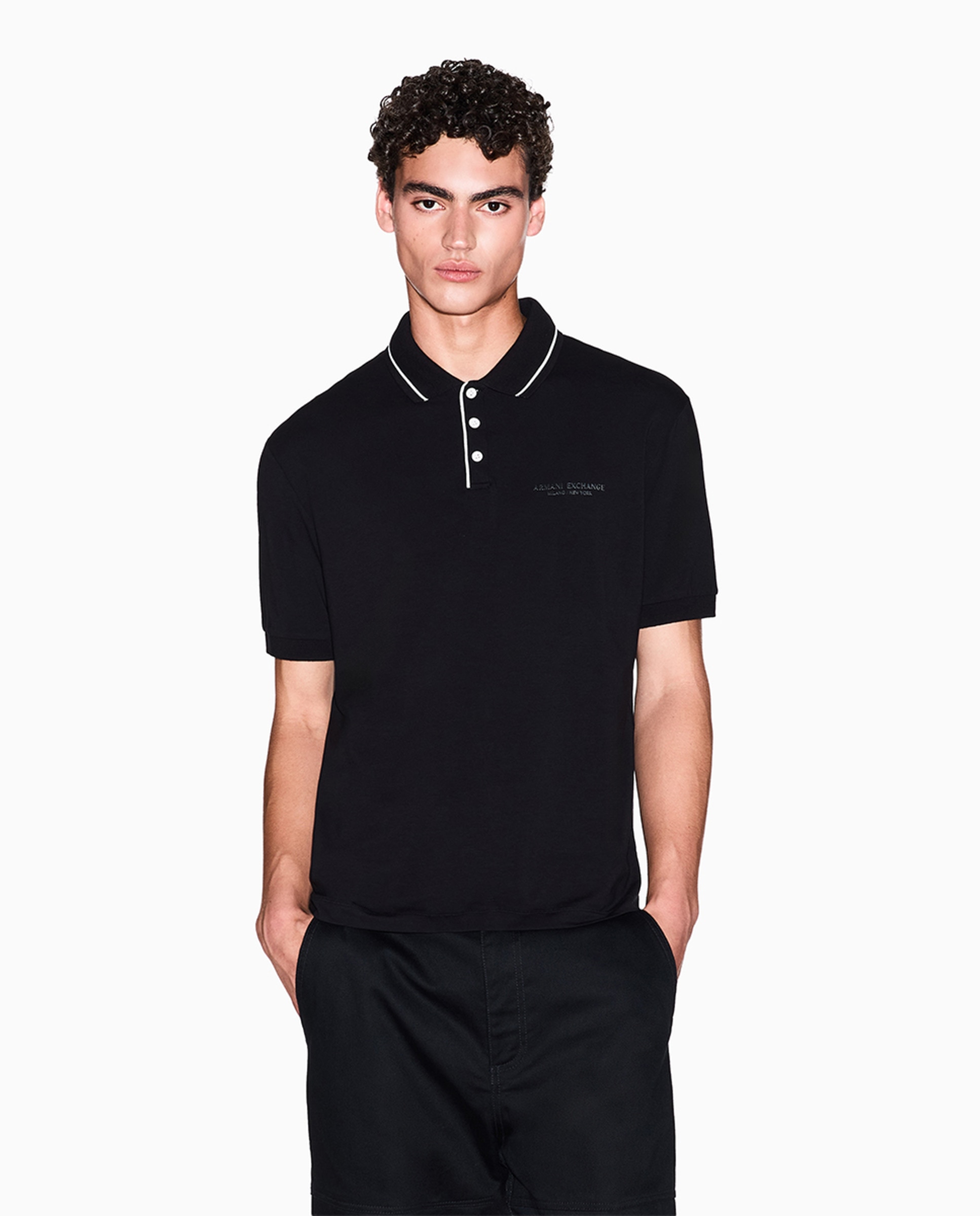 Imagem 0 de Polo de Algodão Elástico com Manga Curta e Logótipo a Condizer