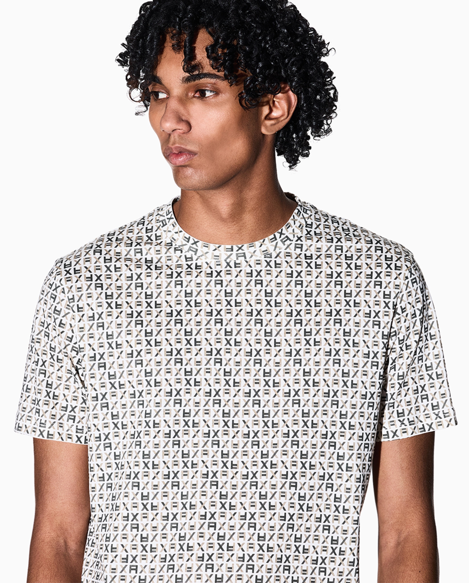 T-shirt de Manga Curta com All Over Print de Logótipo Verde-militar-3