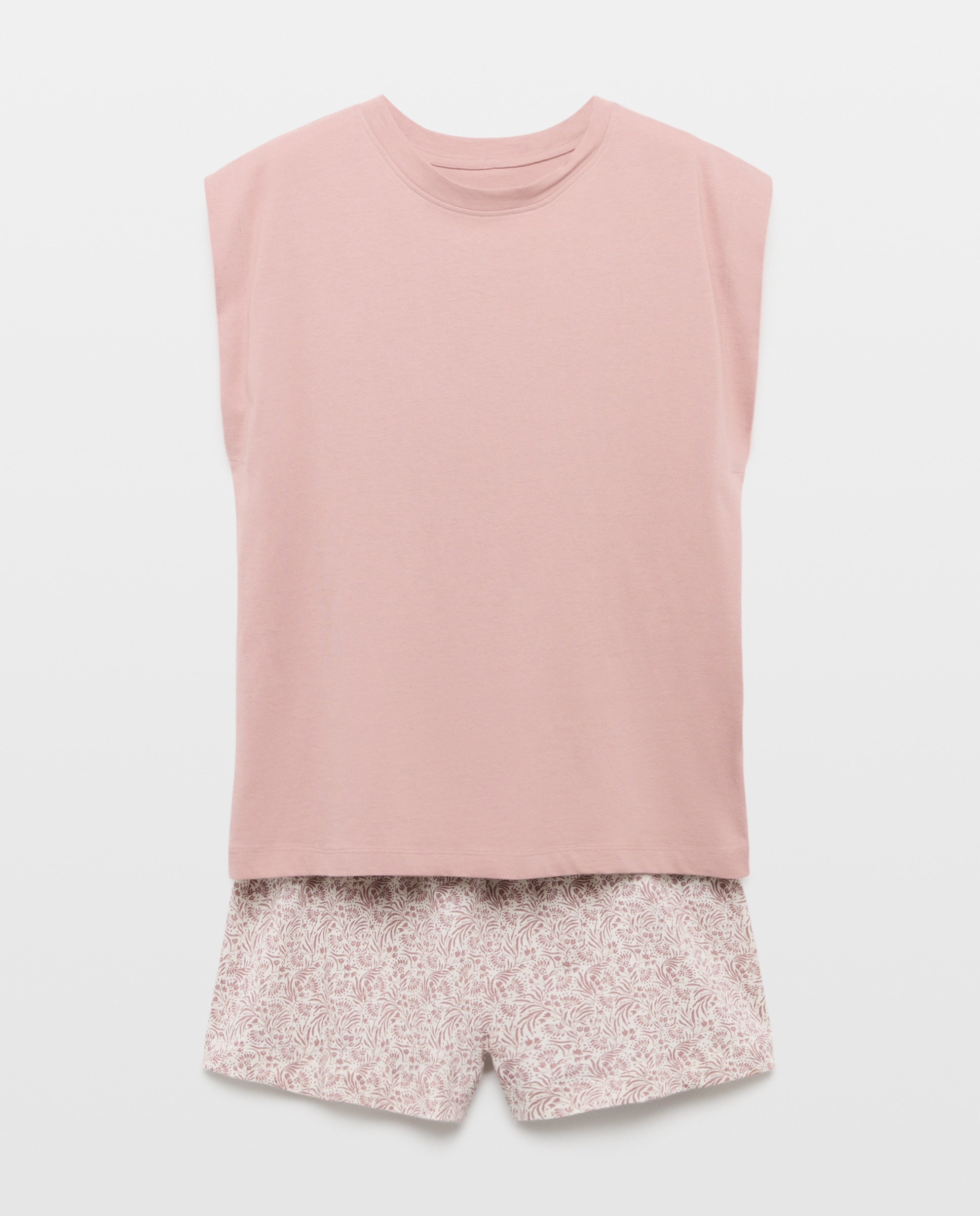 Pijama mujer corto algodón estampado 220 Rosa palo-3