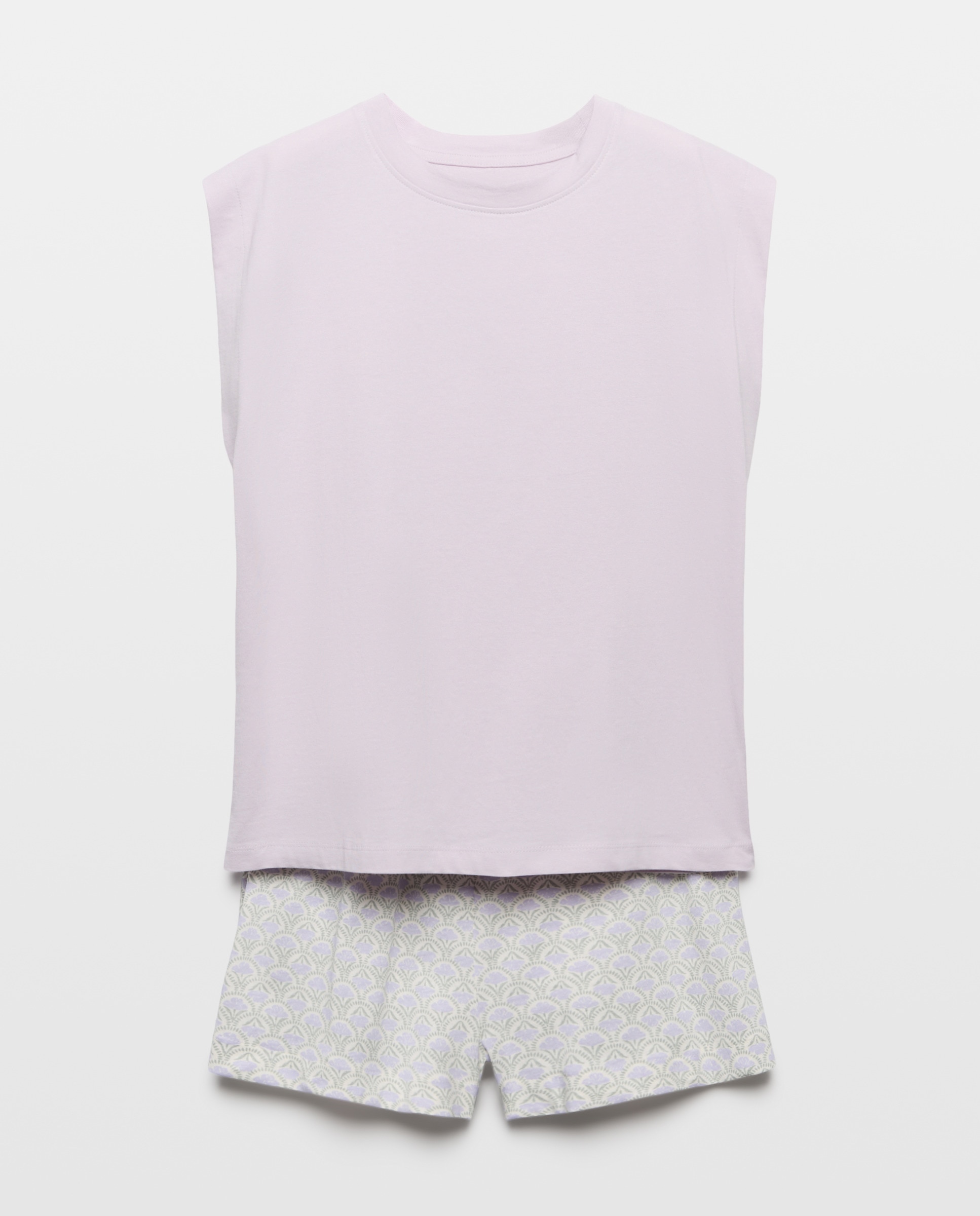 Pijama mujer corto algodón estampado Rosa claro-3