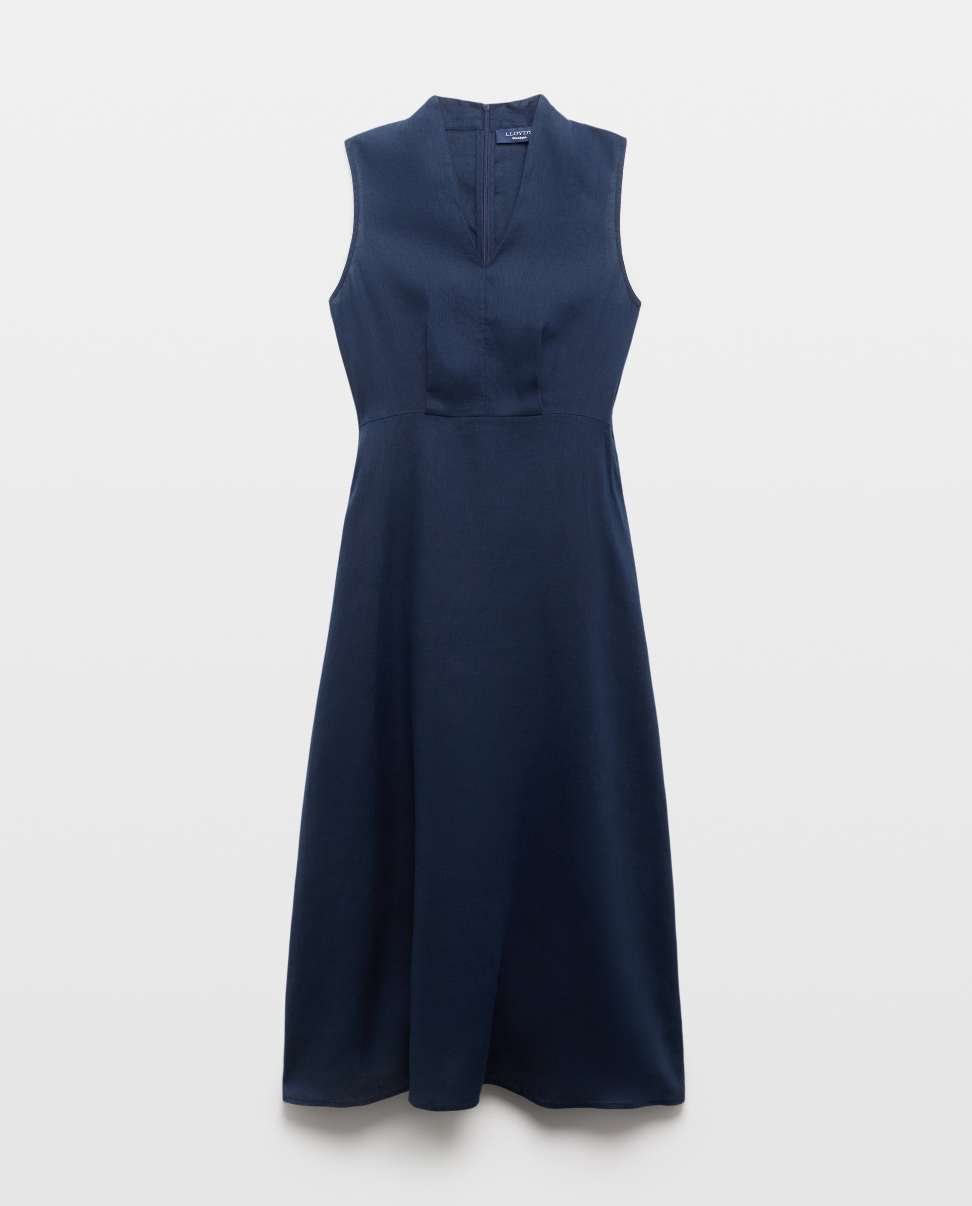 Vestido sem Mangas com Nó na Anca Azul-5