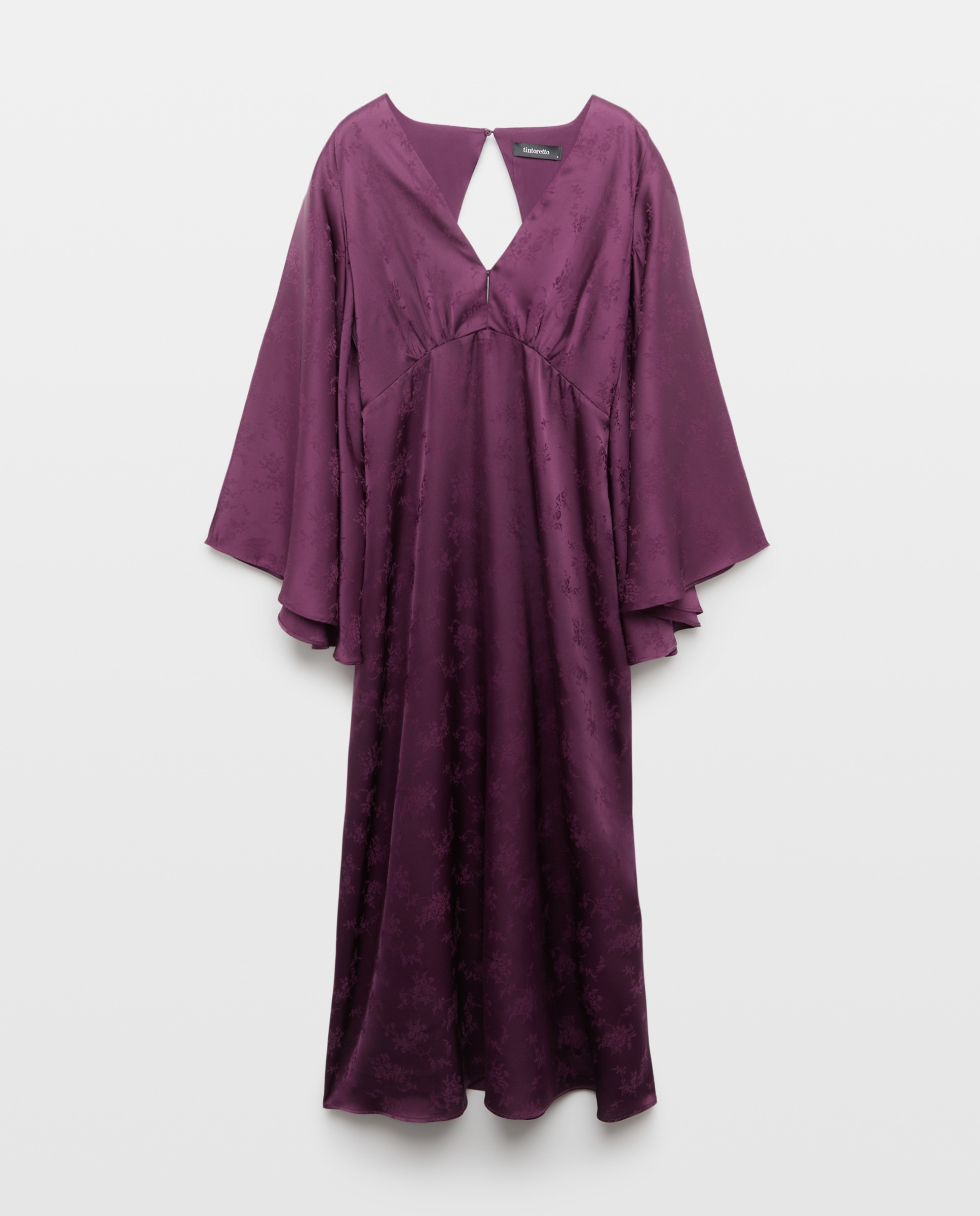 Vestido Jacquard com Manga Capa com Abertura Púrpura-5