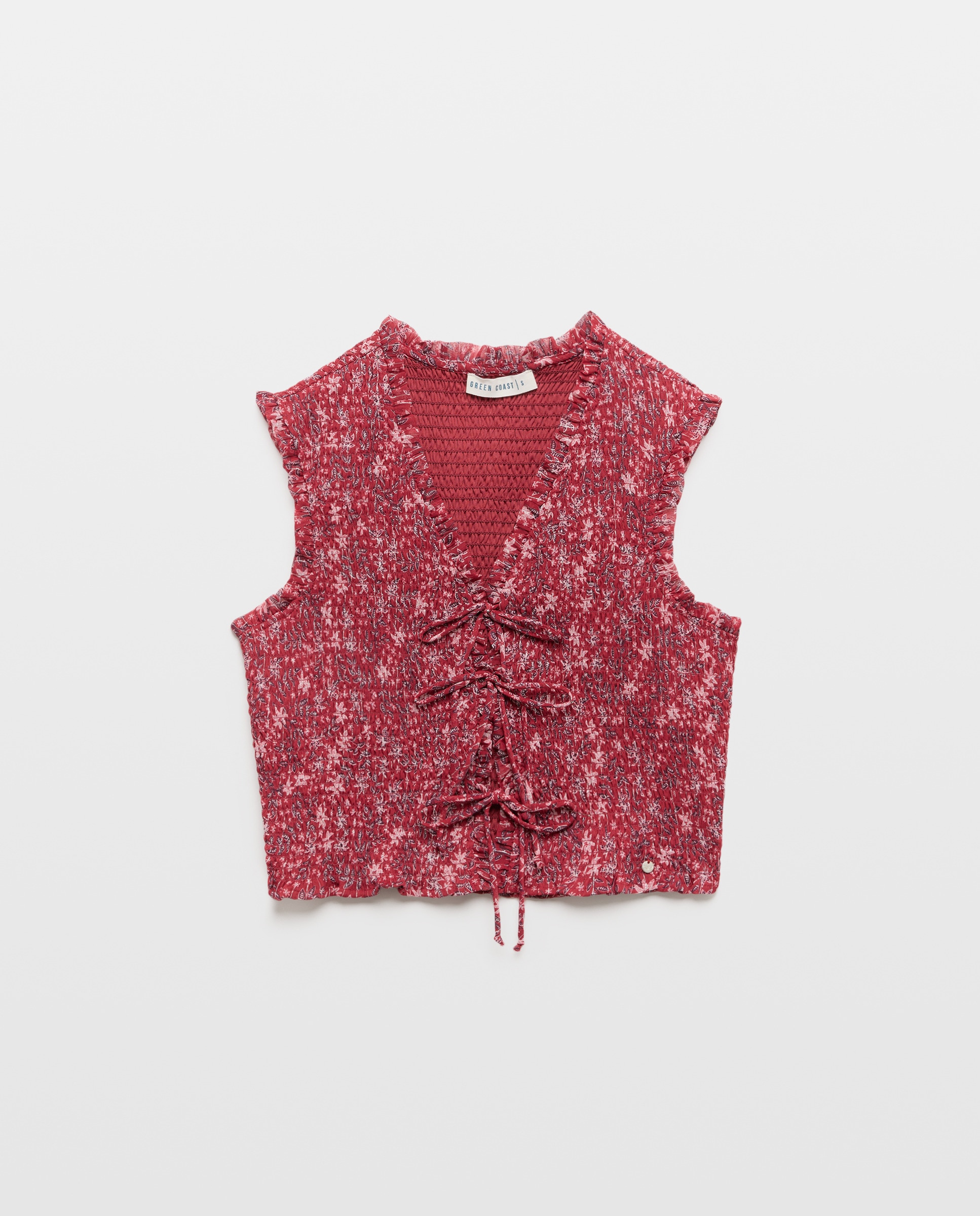 Top de Chiffon com Laços e Estampado 770 Terracota-4